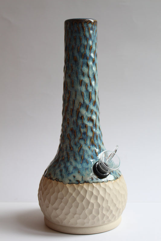 Blue carved vase