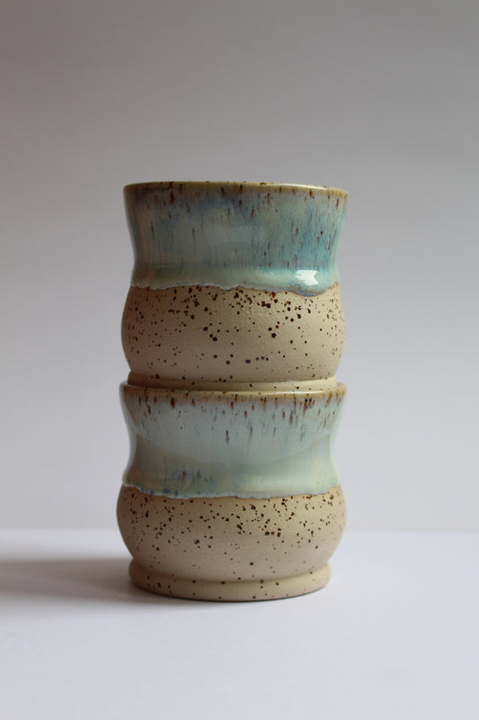 White and light blue tumbler