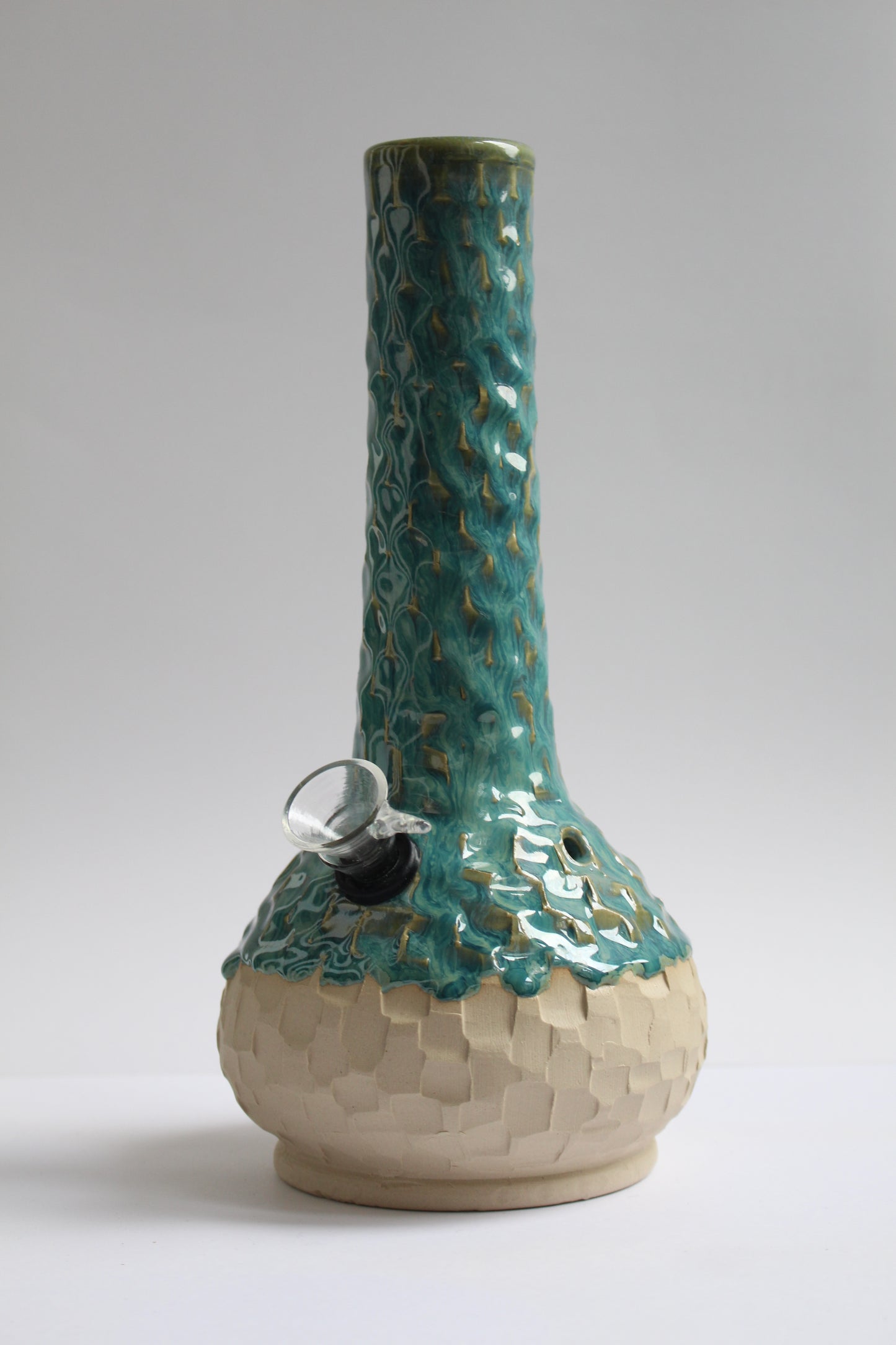 Textured turquoise vase