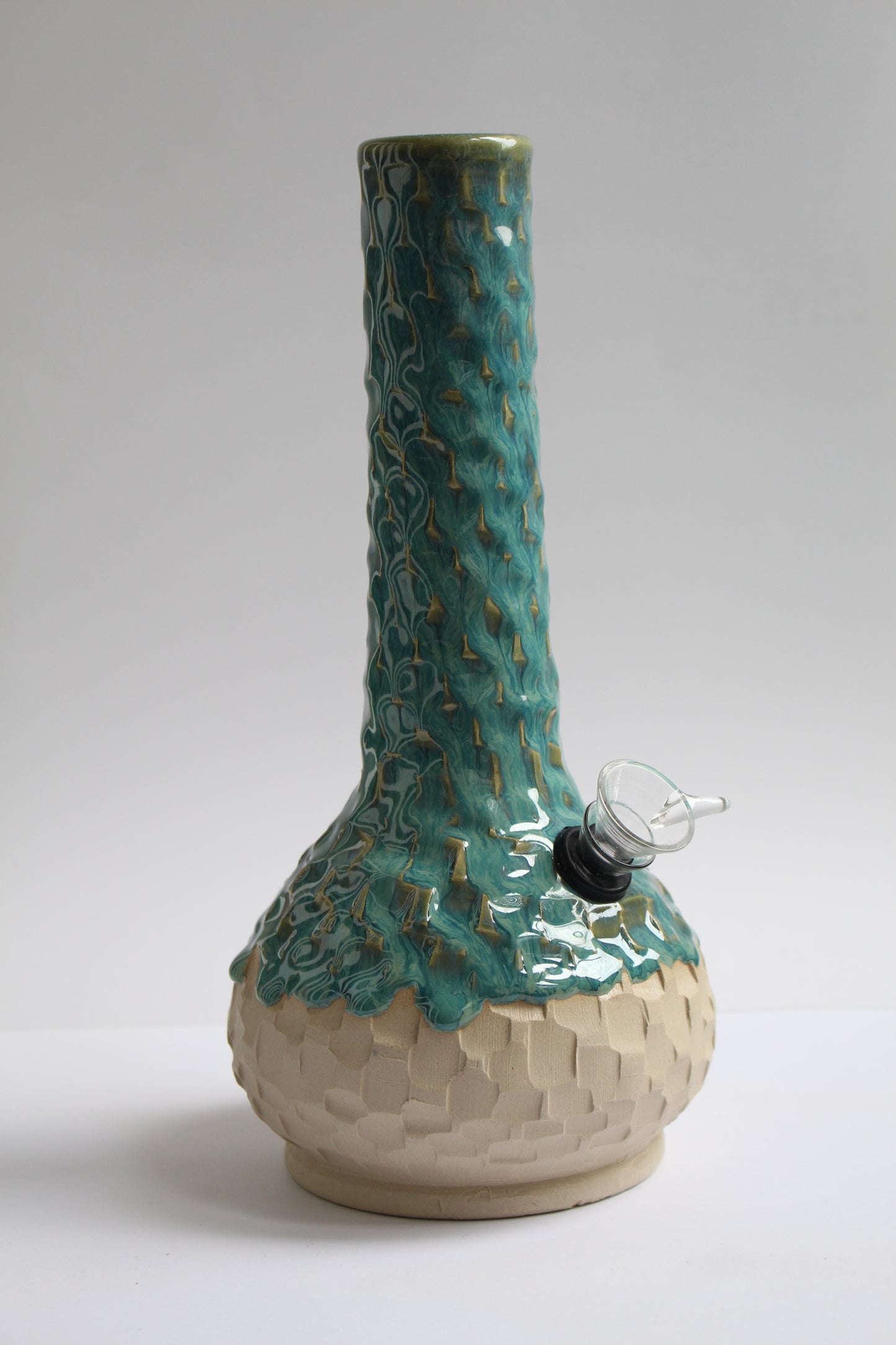 Textured turquoise vase