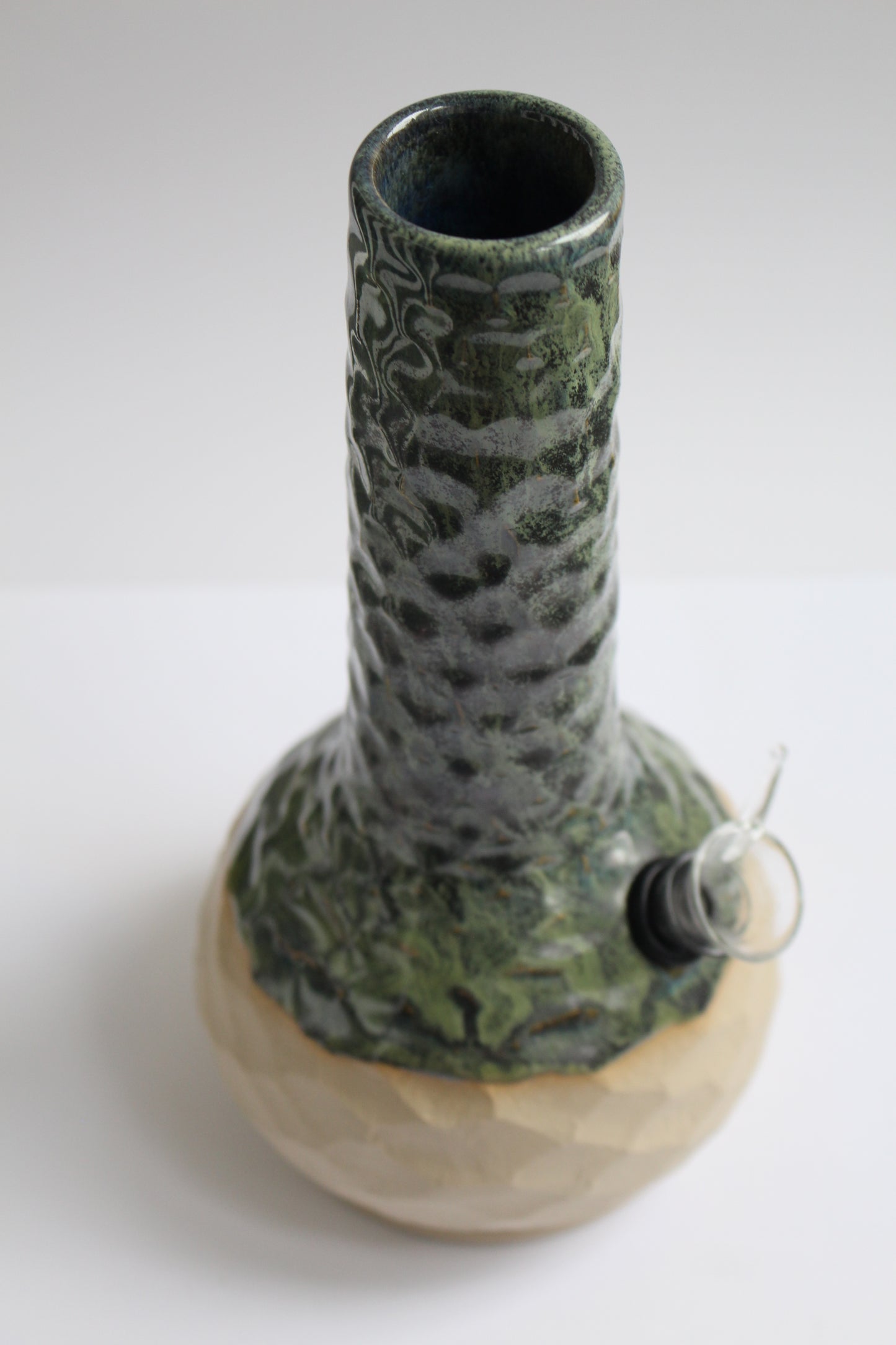 Dark green/black textured vase