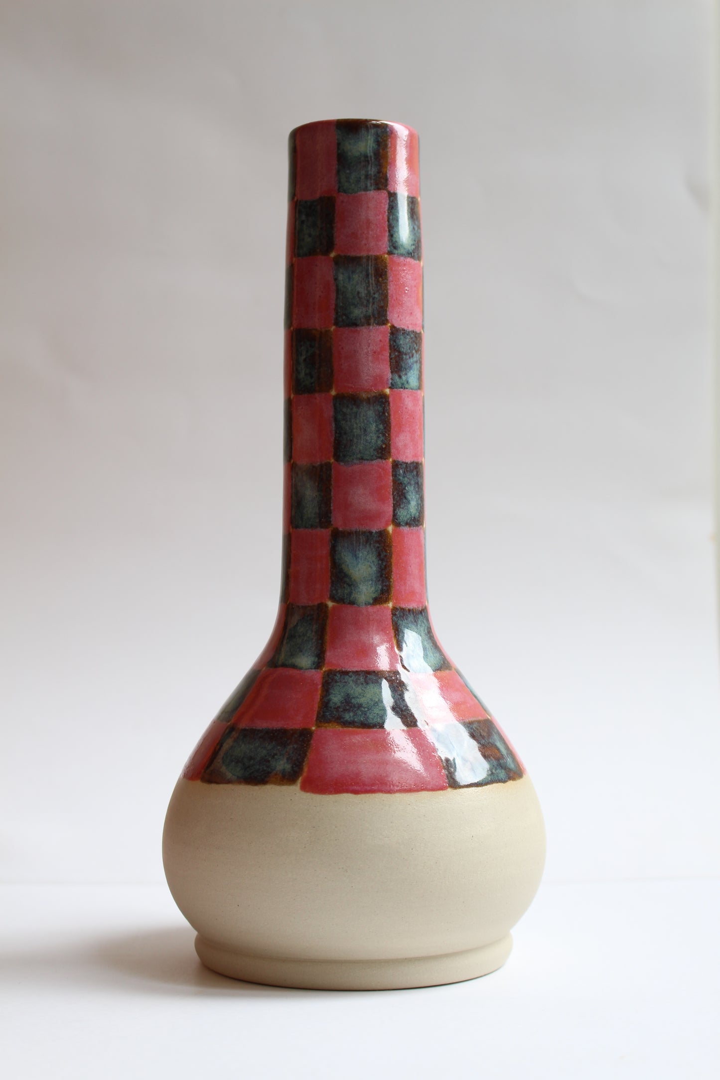 Pink checker vase