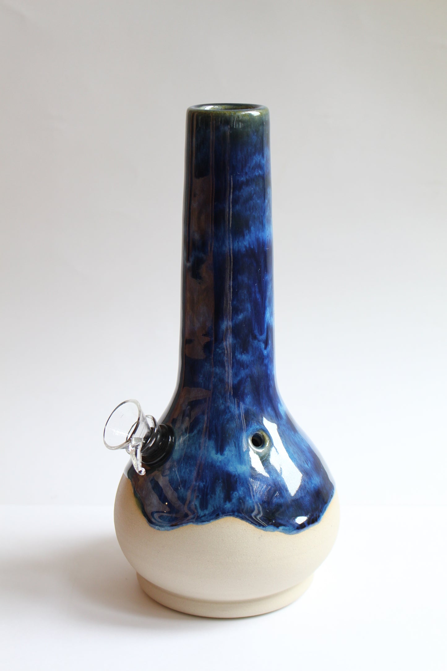 Wavey denim blue vase