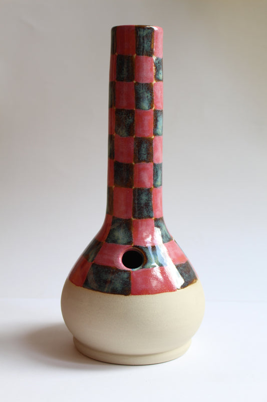 Pink checker vase