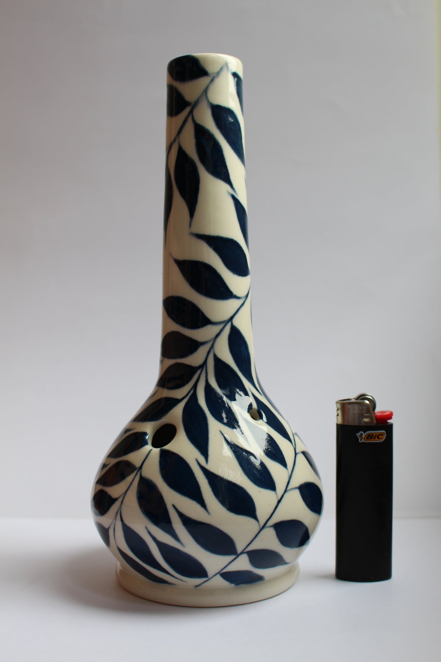 Handpainted leafy vase