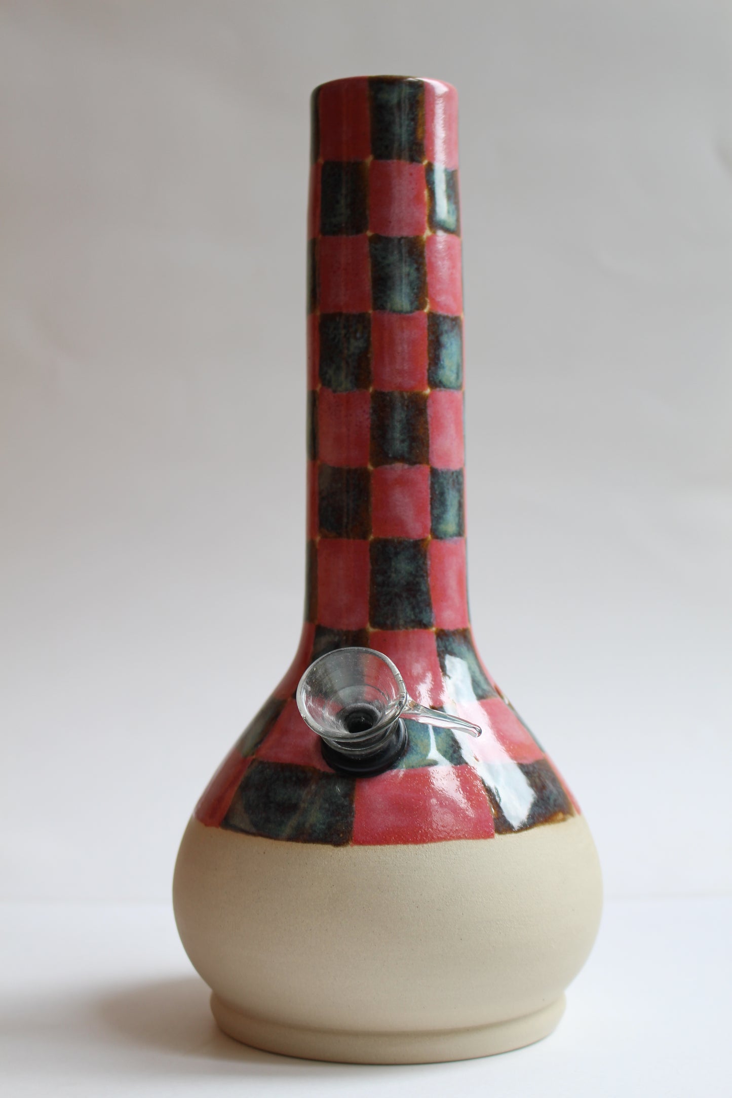 Pink checker vase