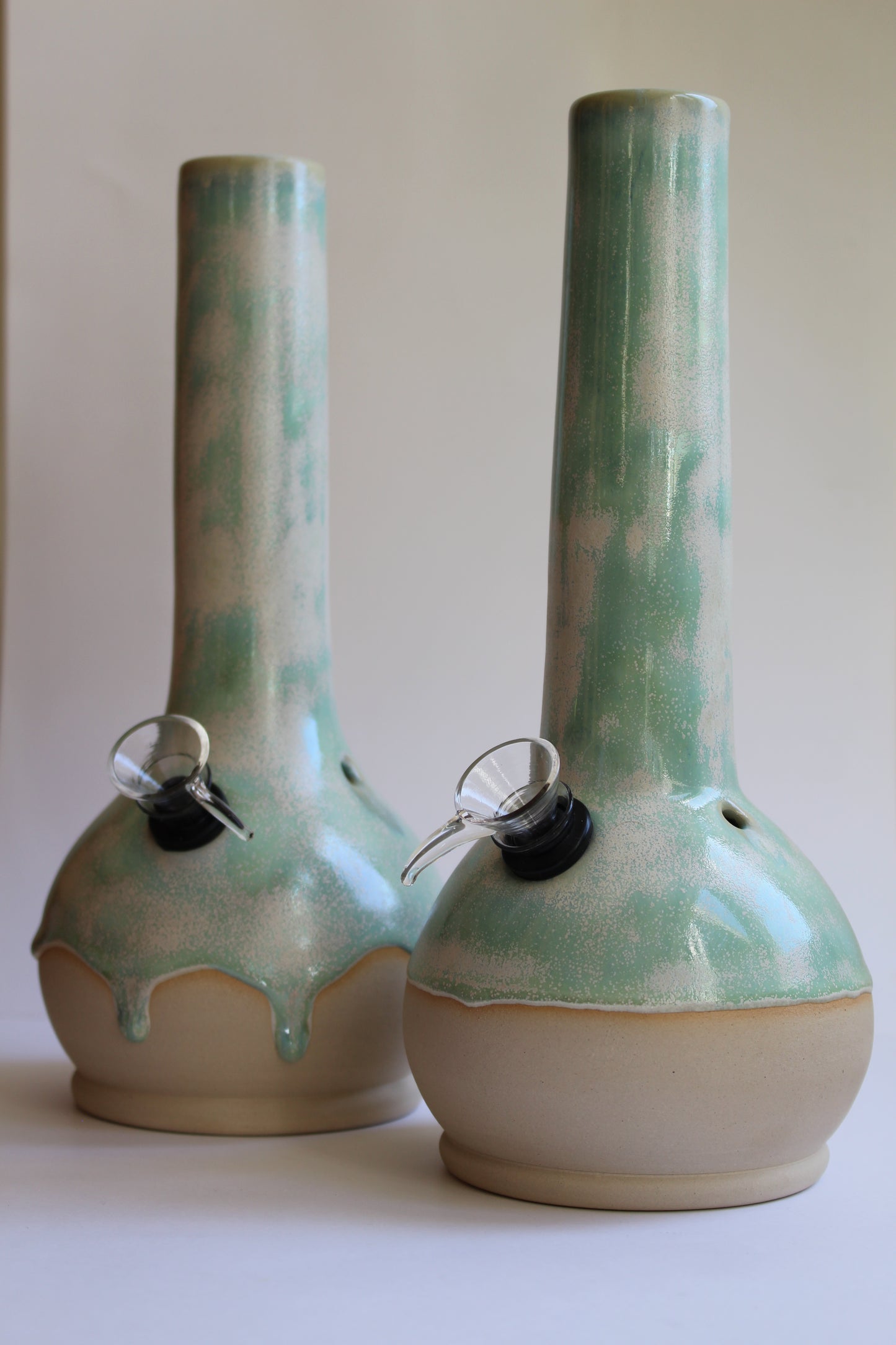 Shimmery green drip vase