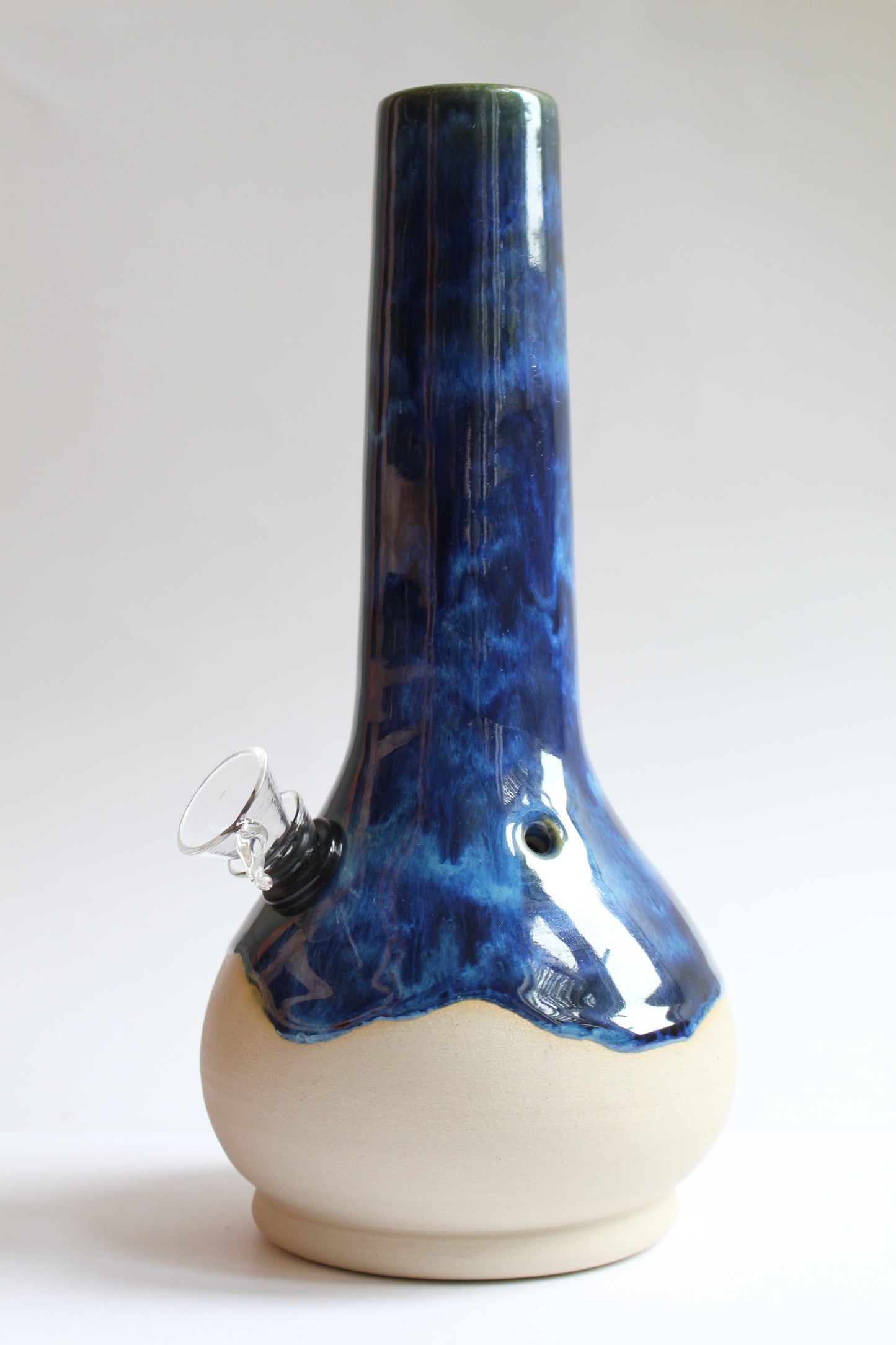 Wavey denim blue vase