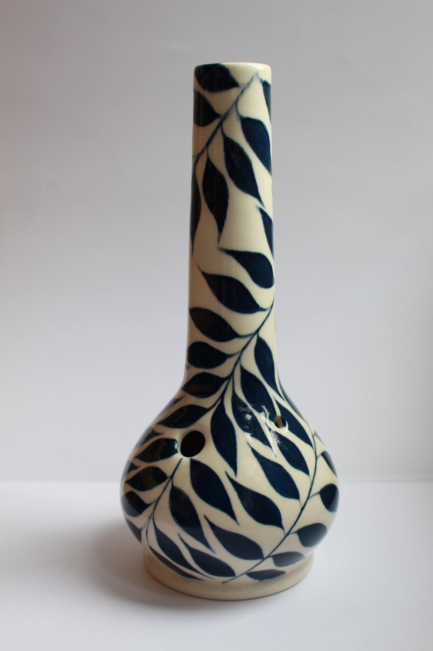 Handpainted leafy vase