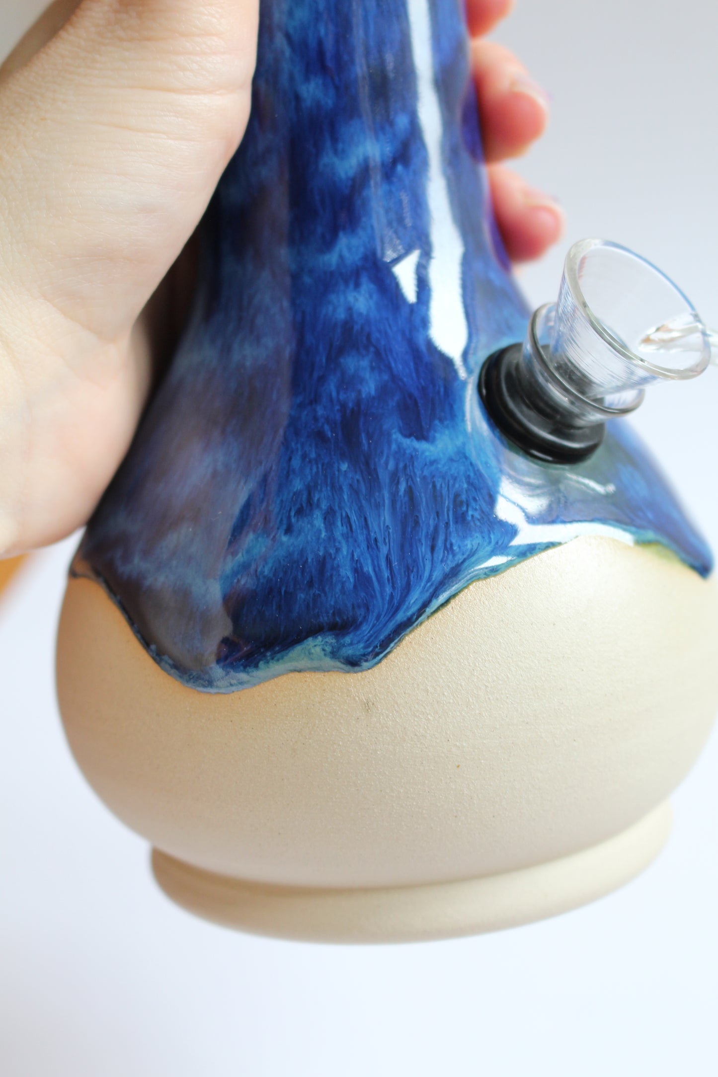 Wavey denim blue vase