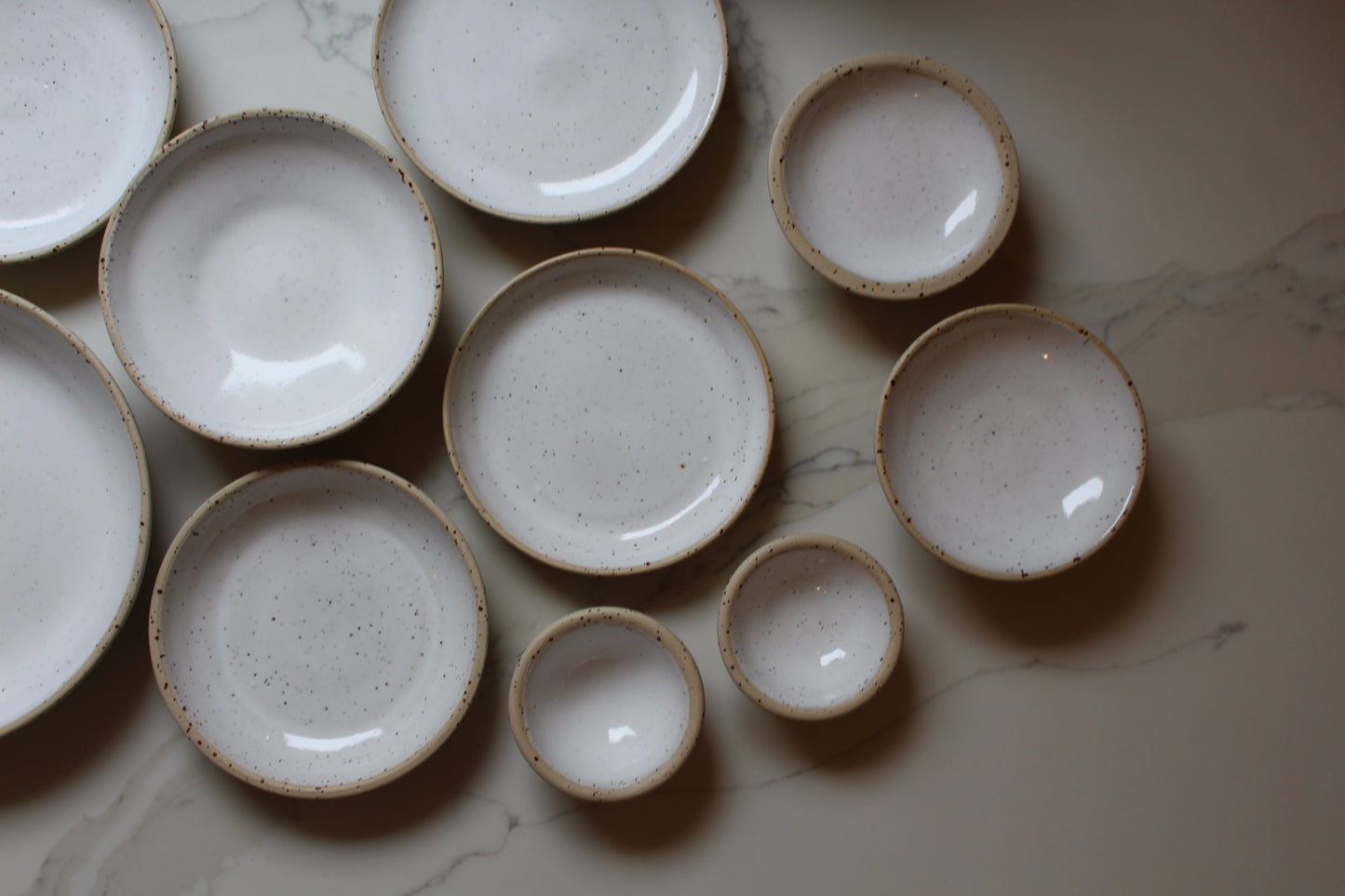 White speckled bowl set of 3