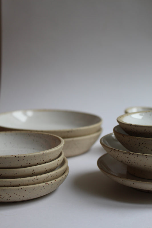 White speckled bowl set of 3