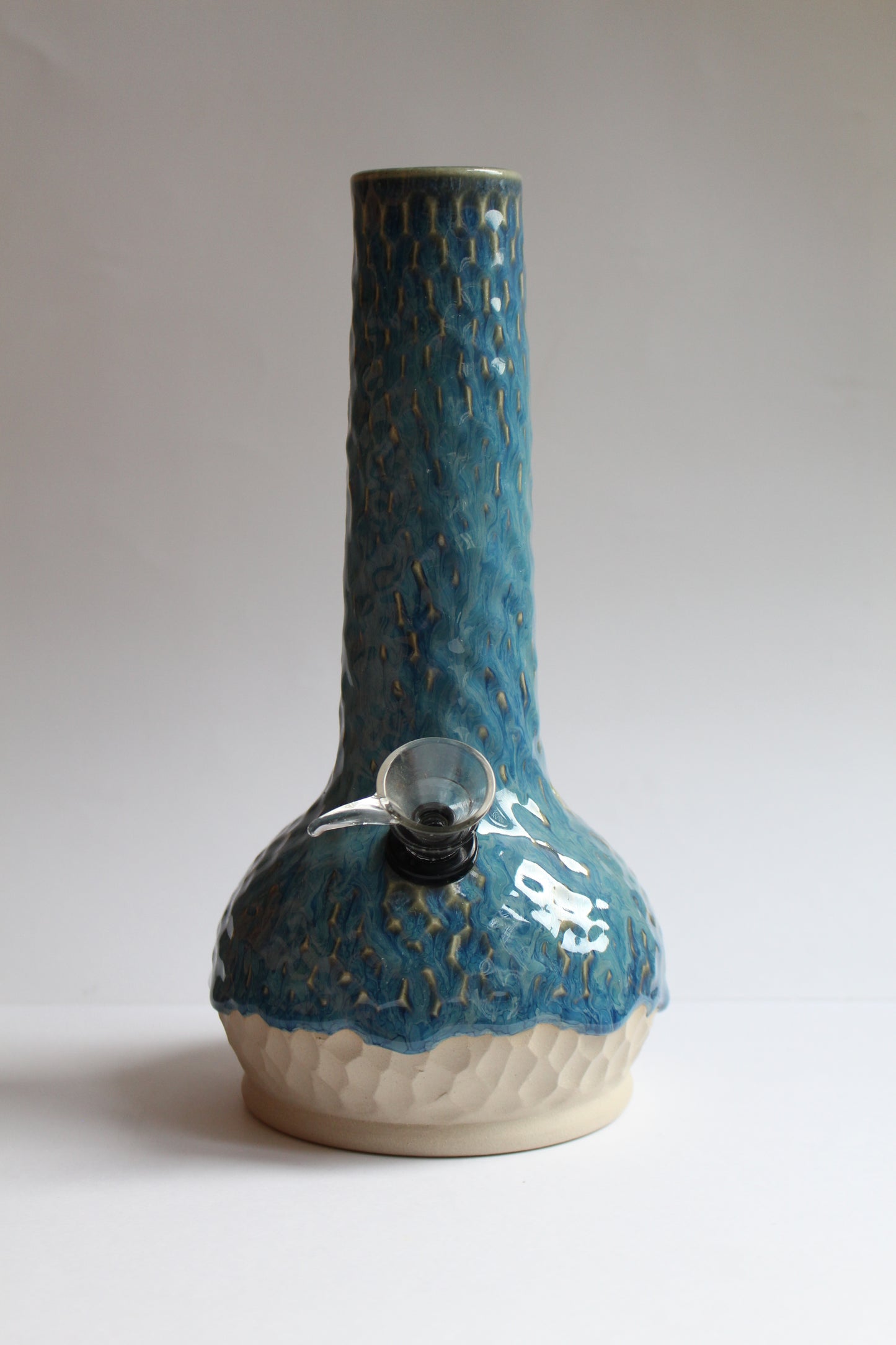 Textured teal vase