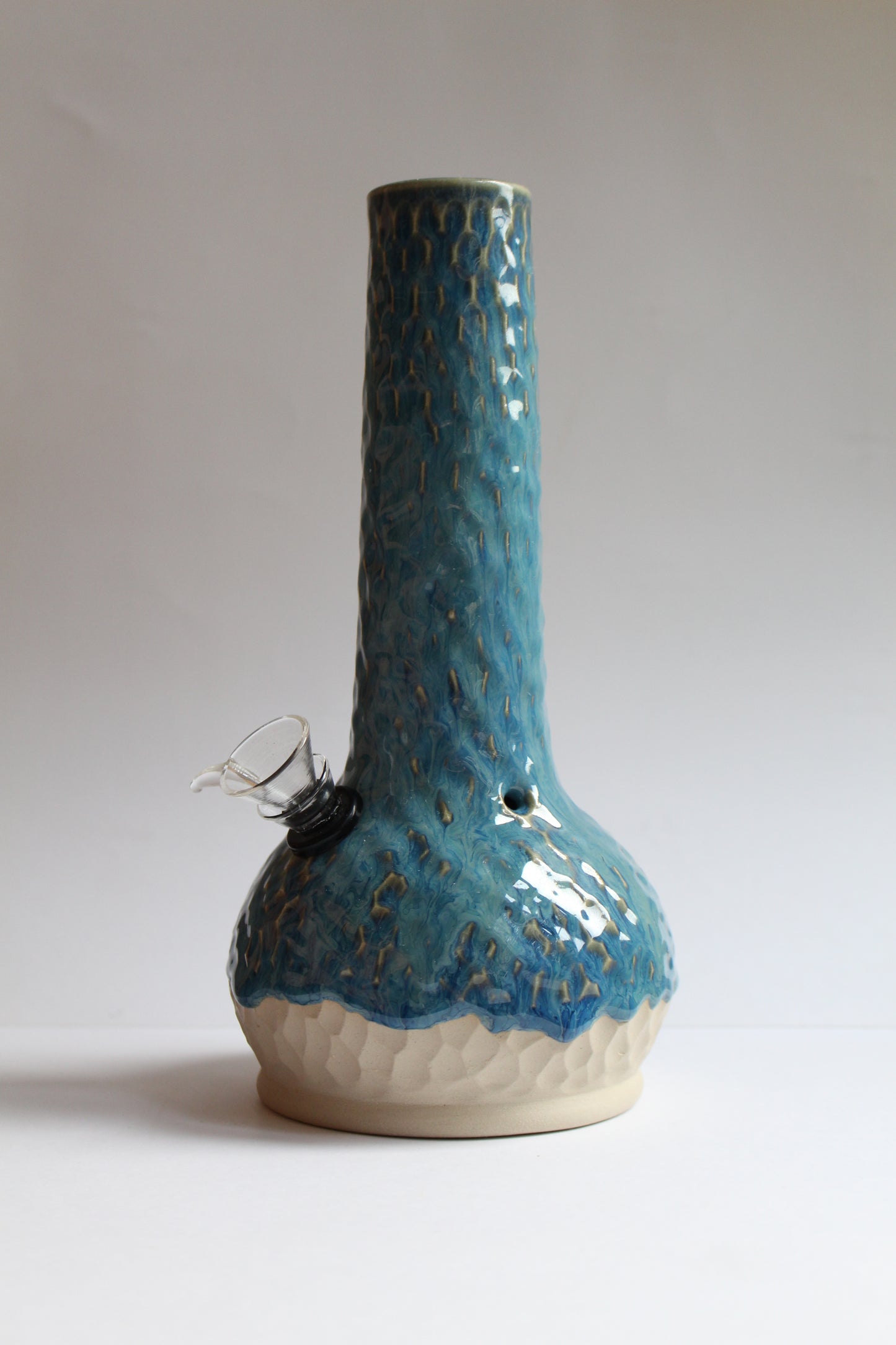 Textured teal vase