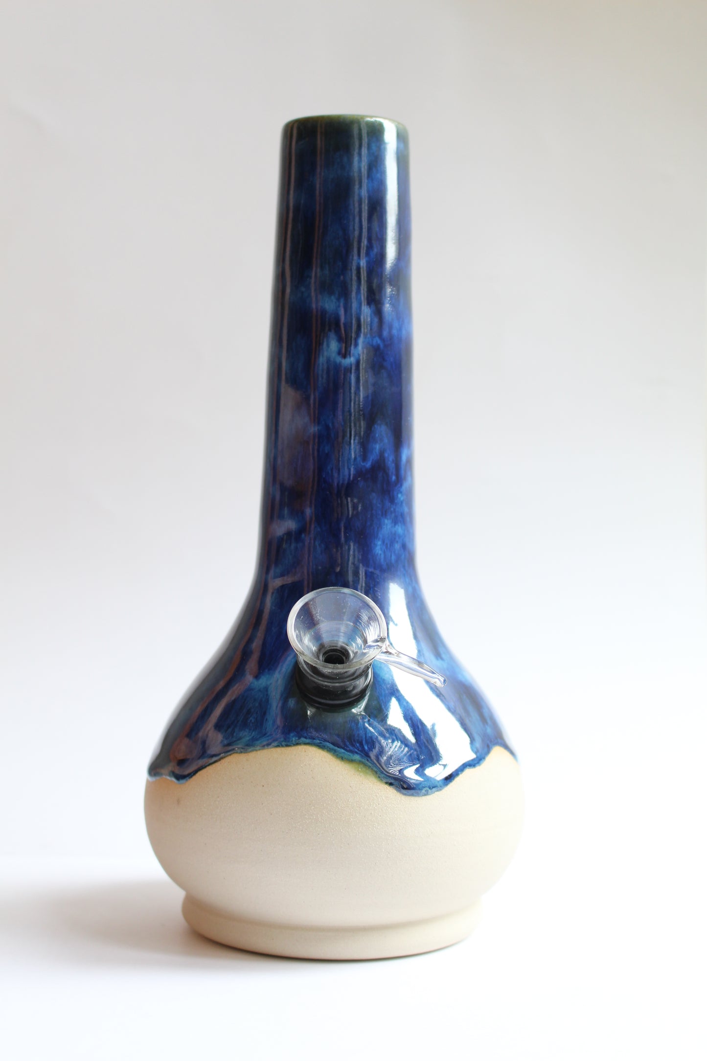 Wavey denim blue vase