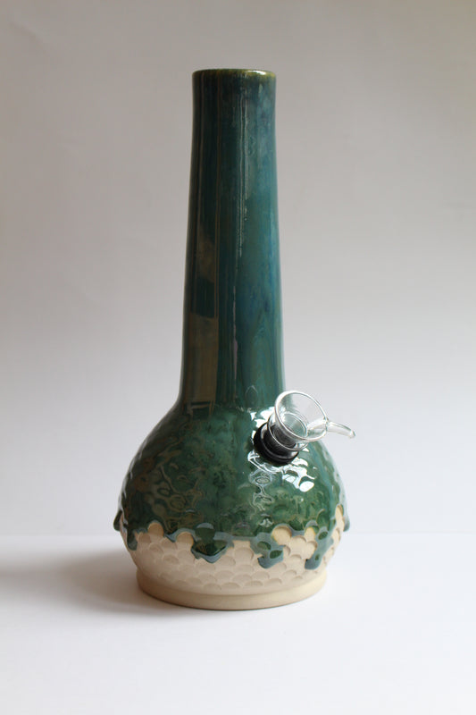 Dark green mermaid textured vase