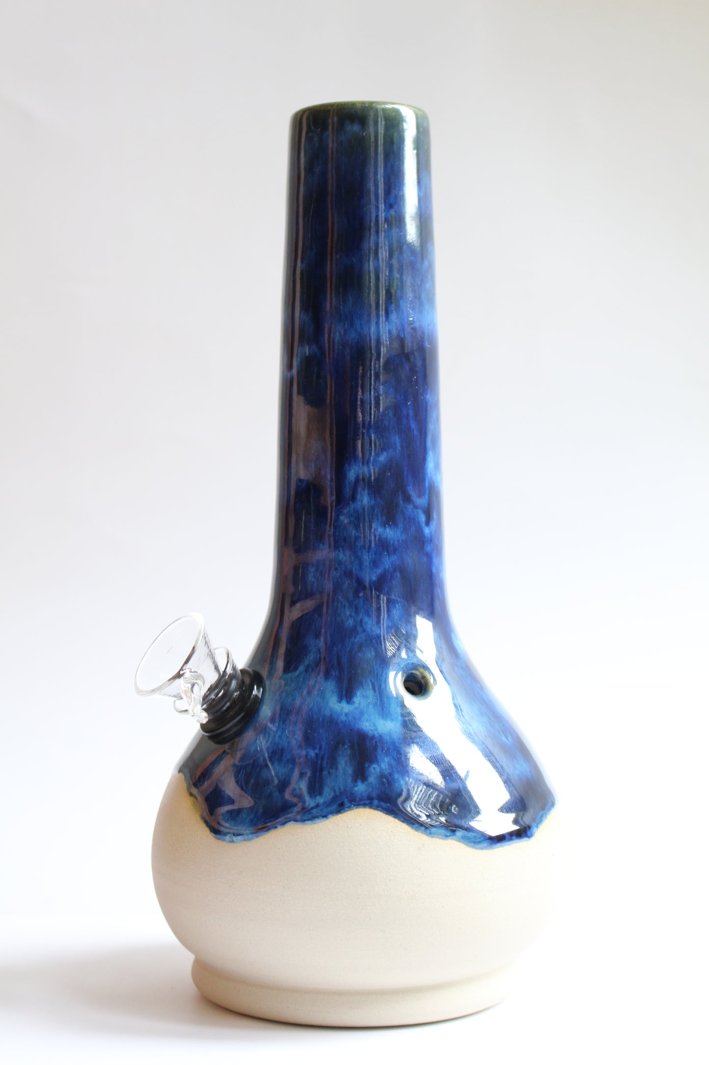 Wavey denim blue vase