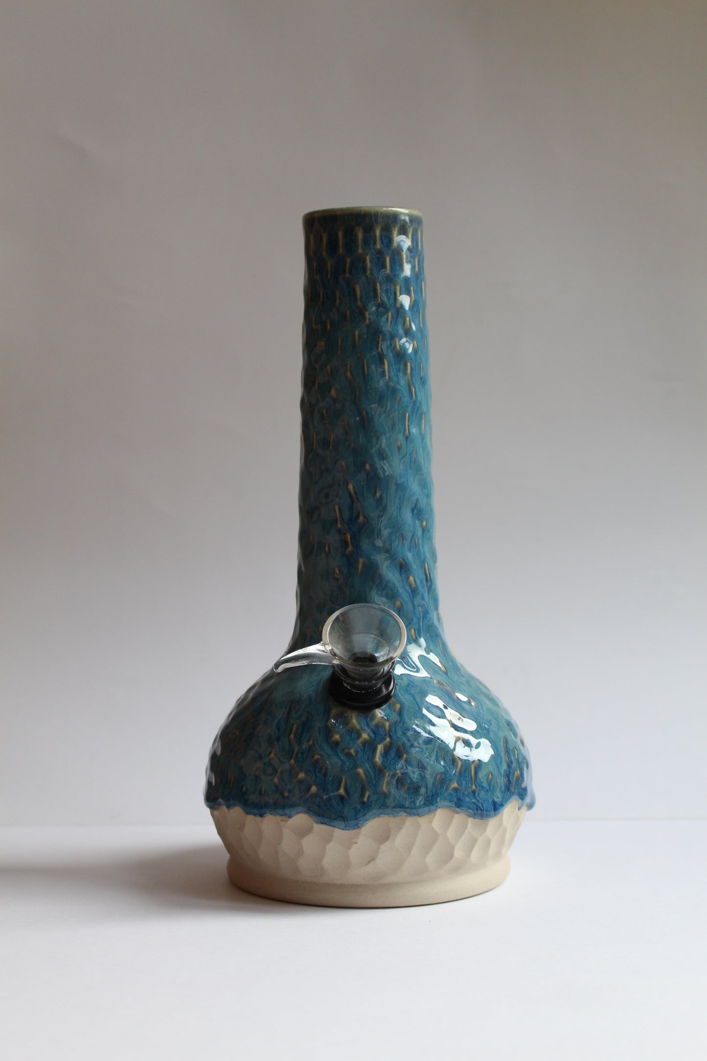 Textured teal vase