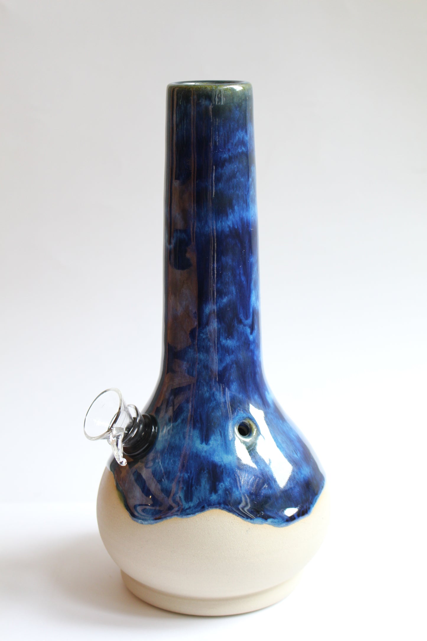 Wavey denim blue vase