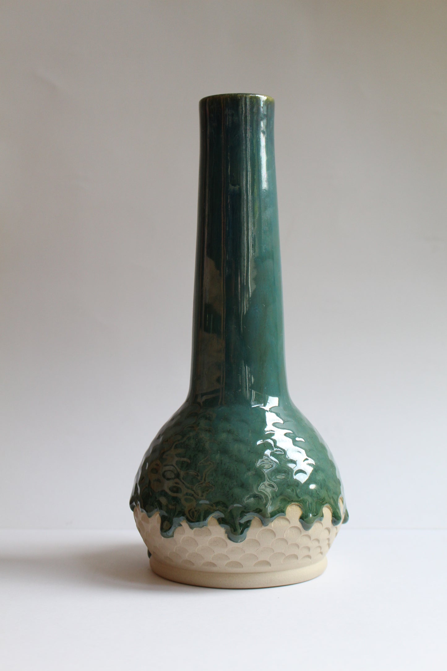 Dark green mermaid textured vase