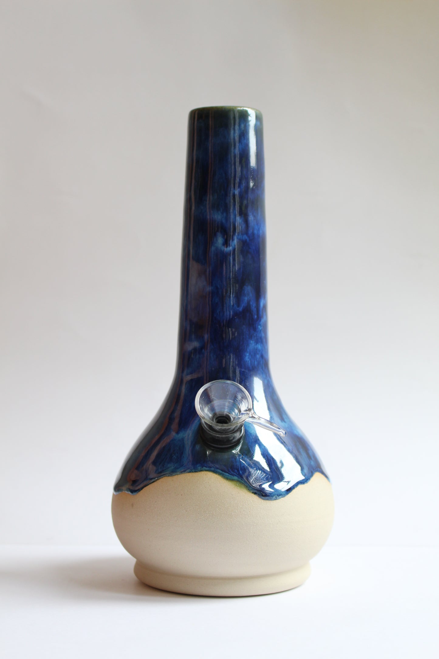 Wavey denim blue vase