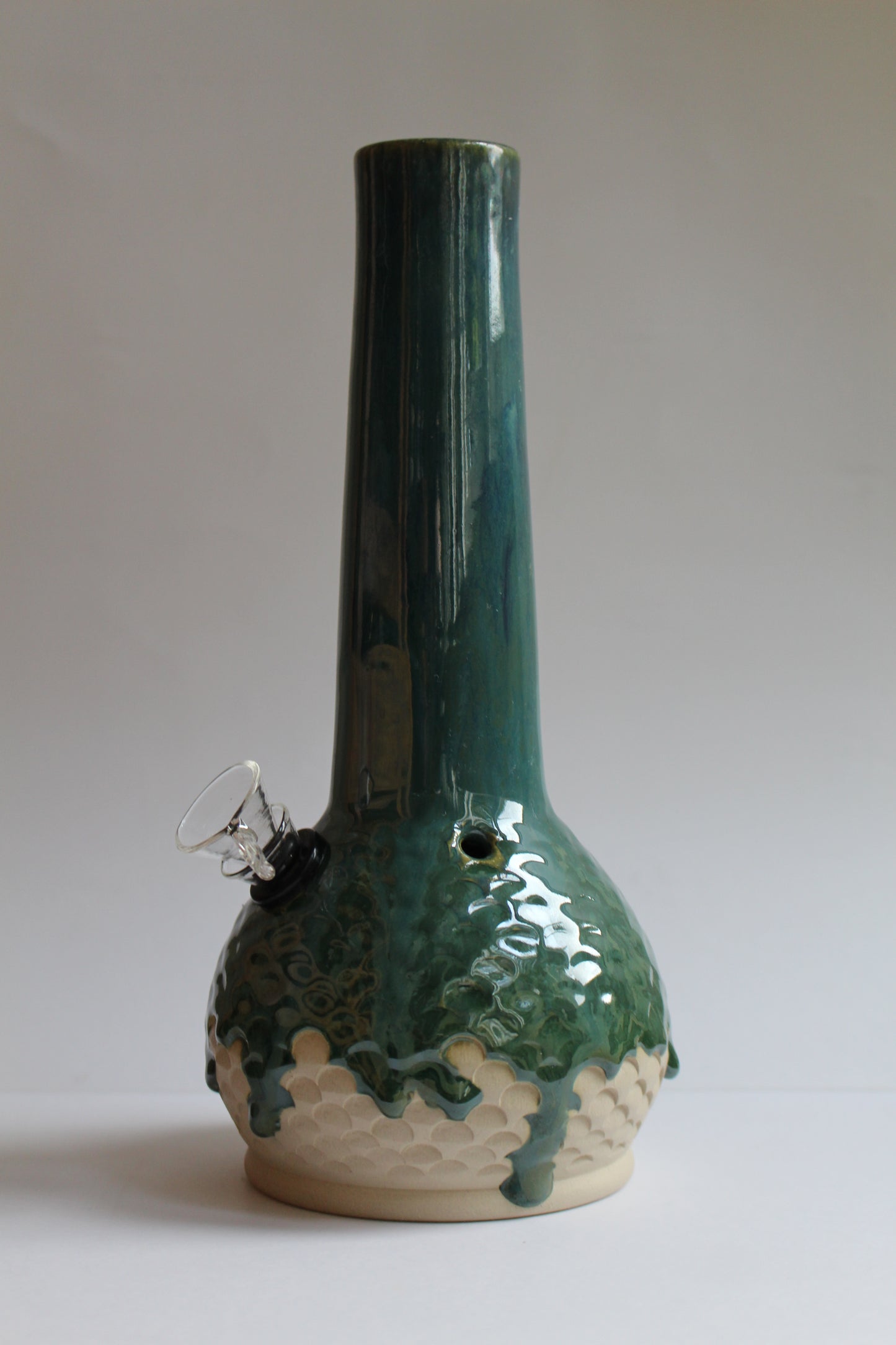 Dark green mermaid textured vase