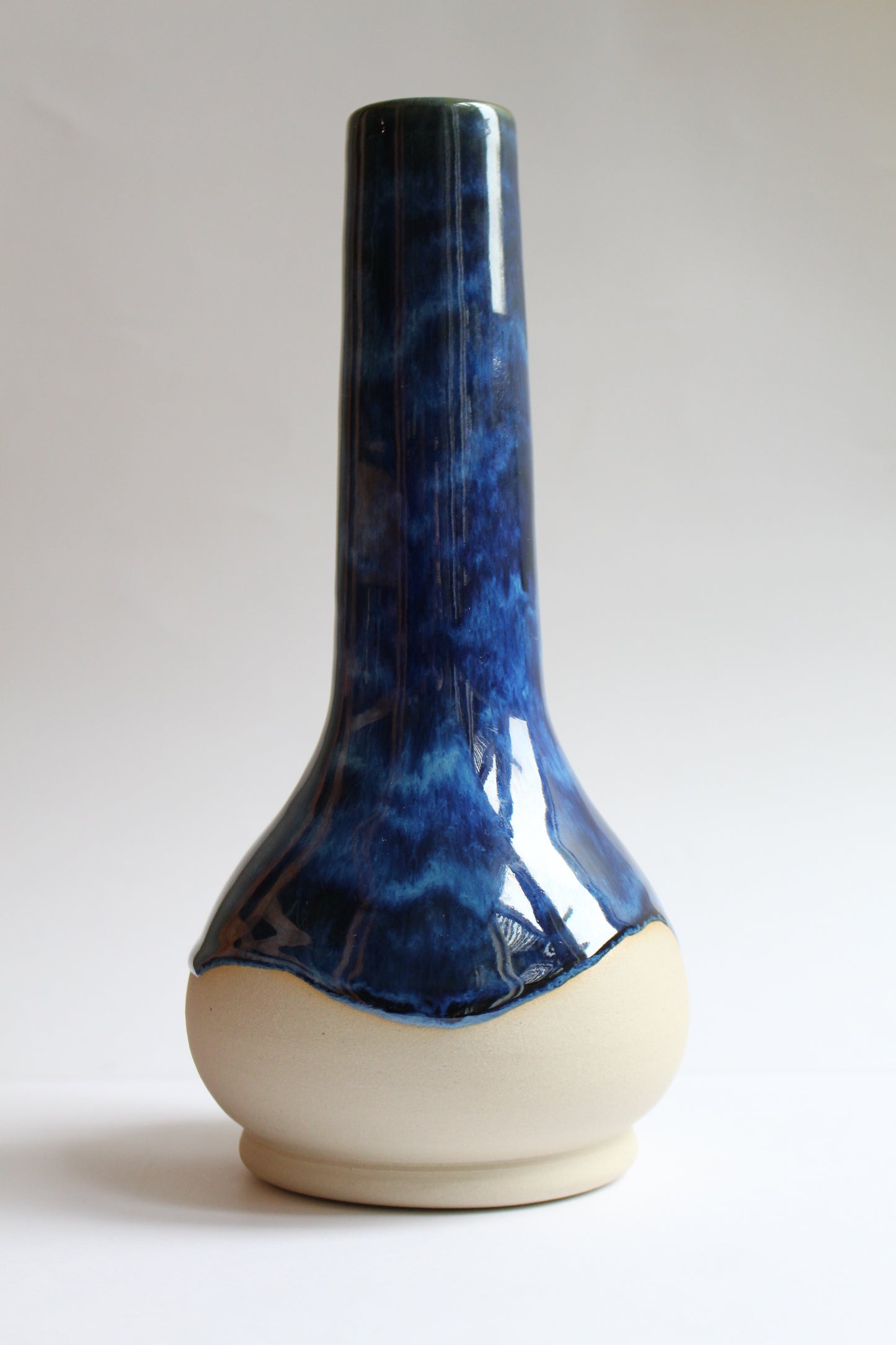 Wavey denim blue vase