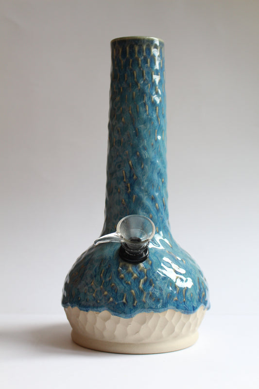 Textured teal vase