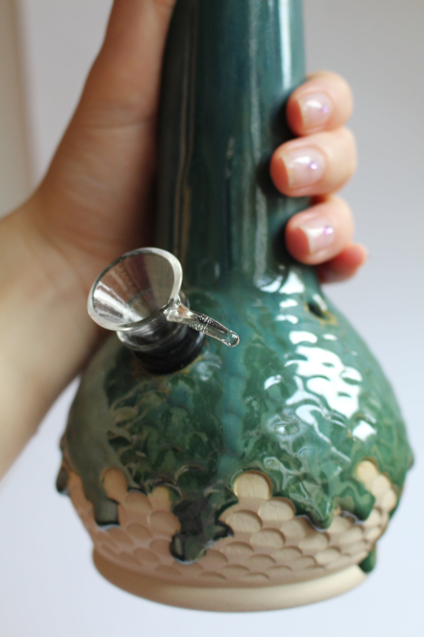 Dark green mermaid textured vase