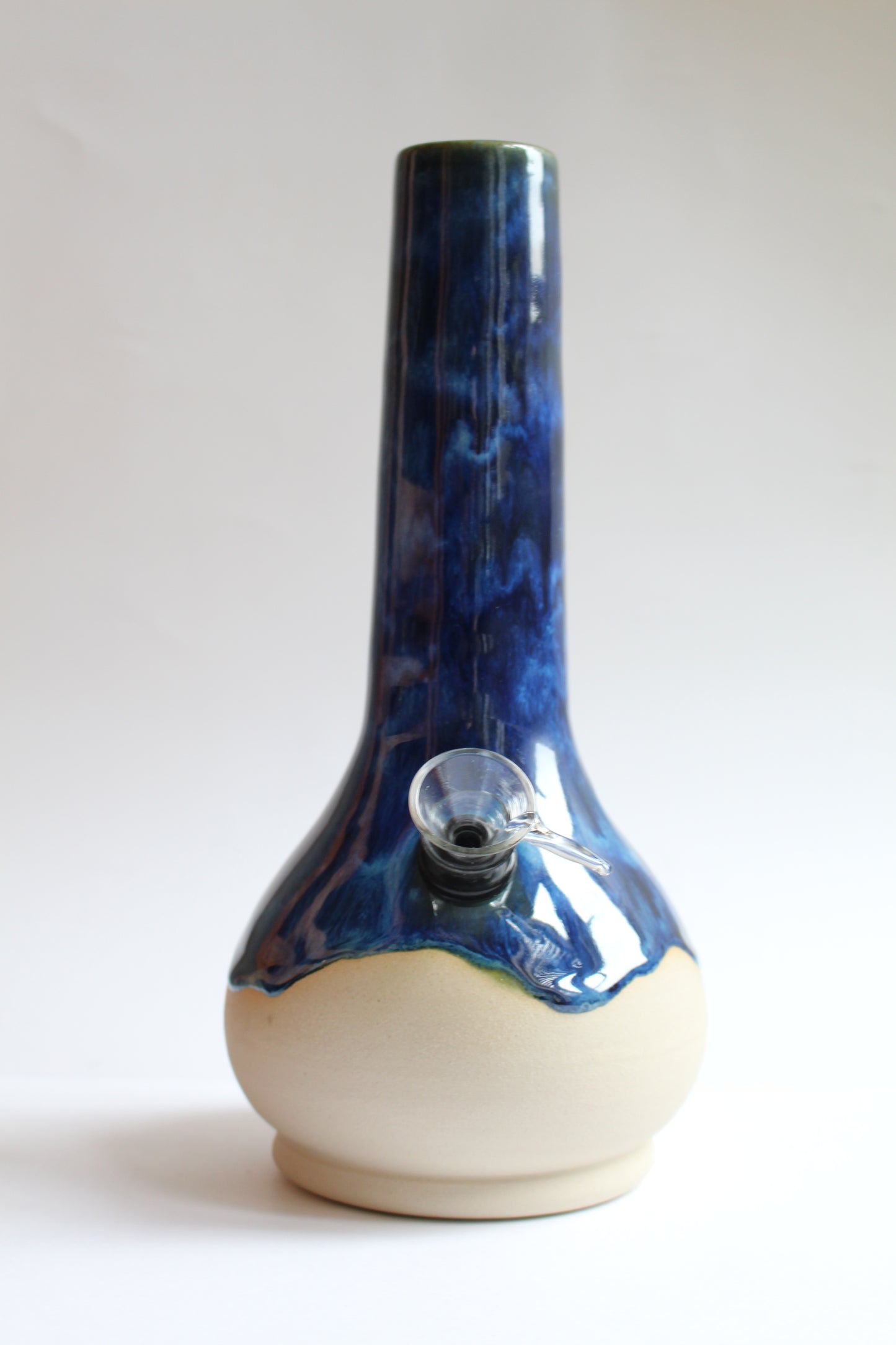 Wavey denim blue vase