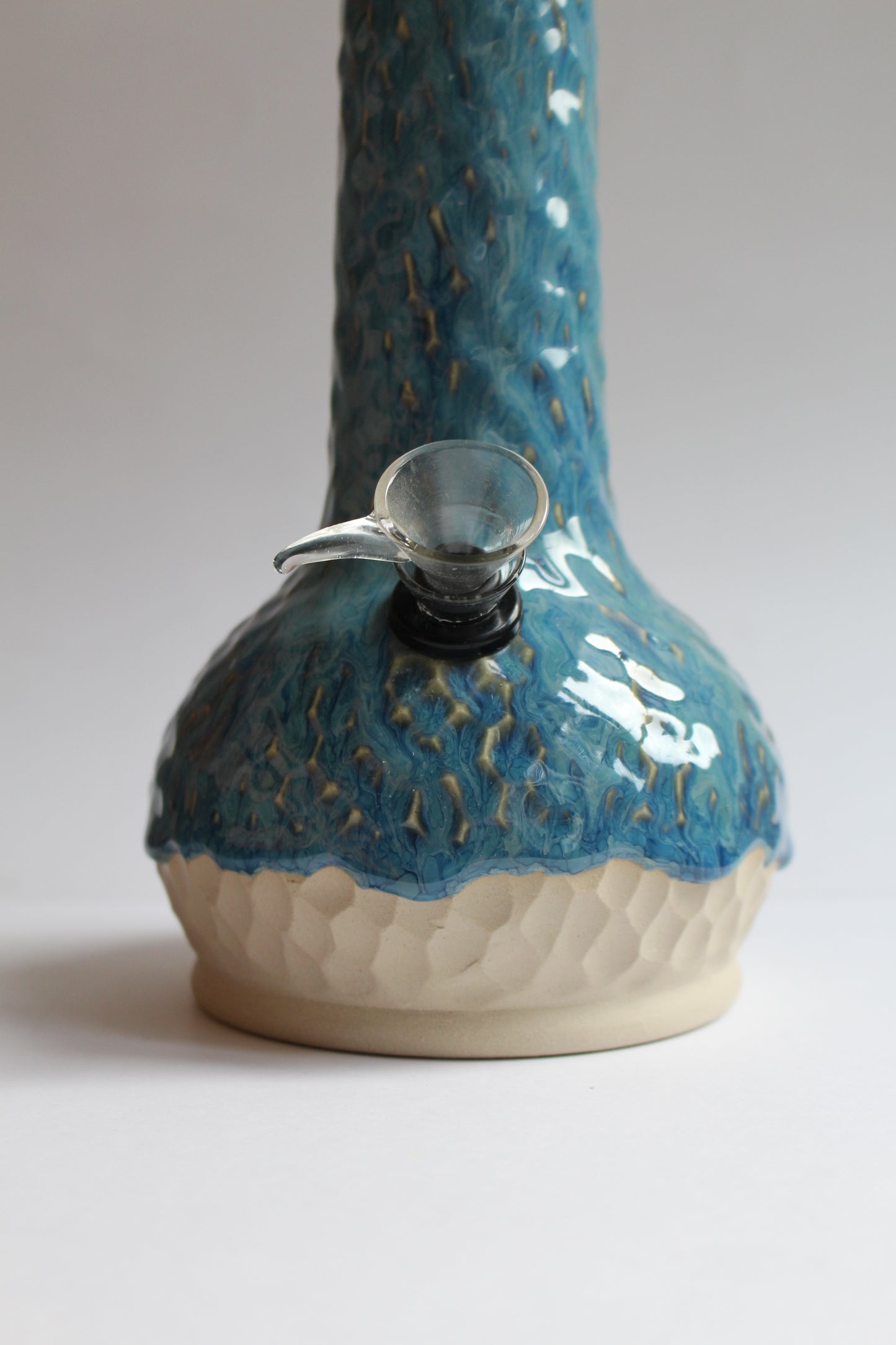 Textured teal vase