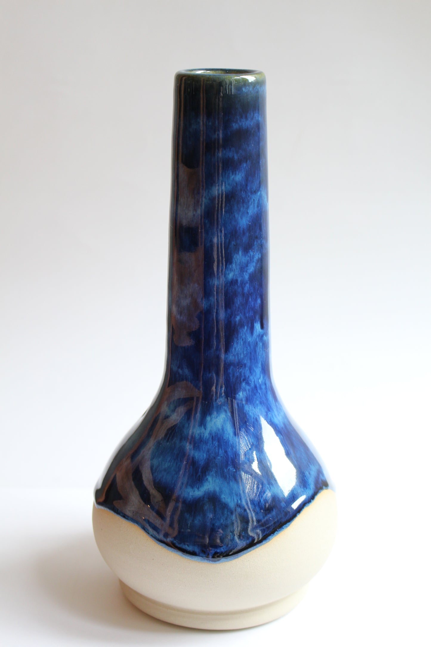 Wavey denim blue vase