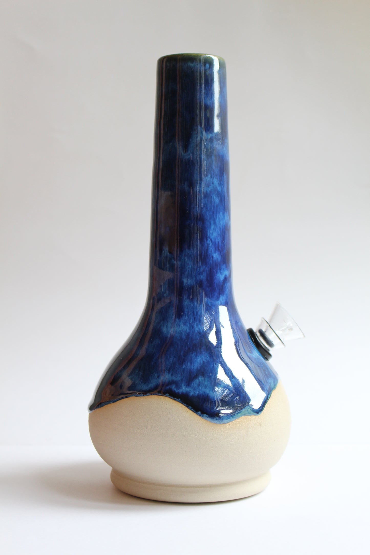 Wavey denim blue vase