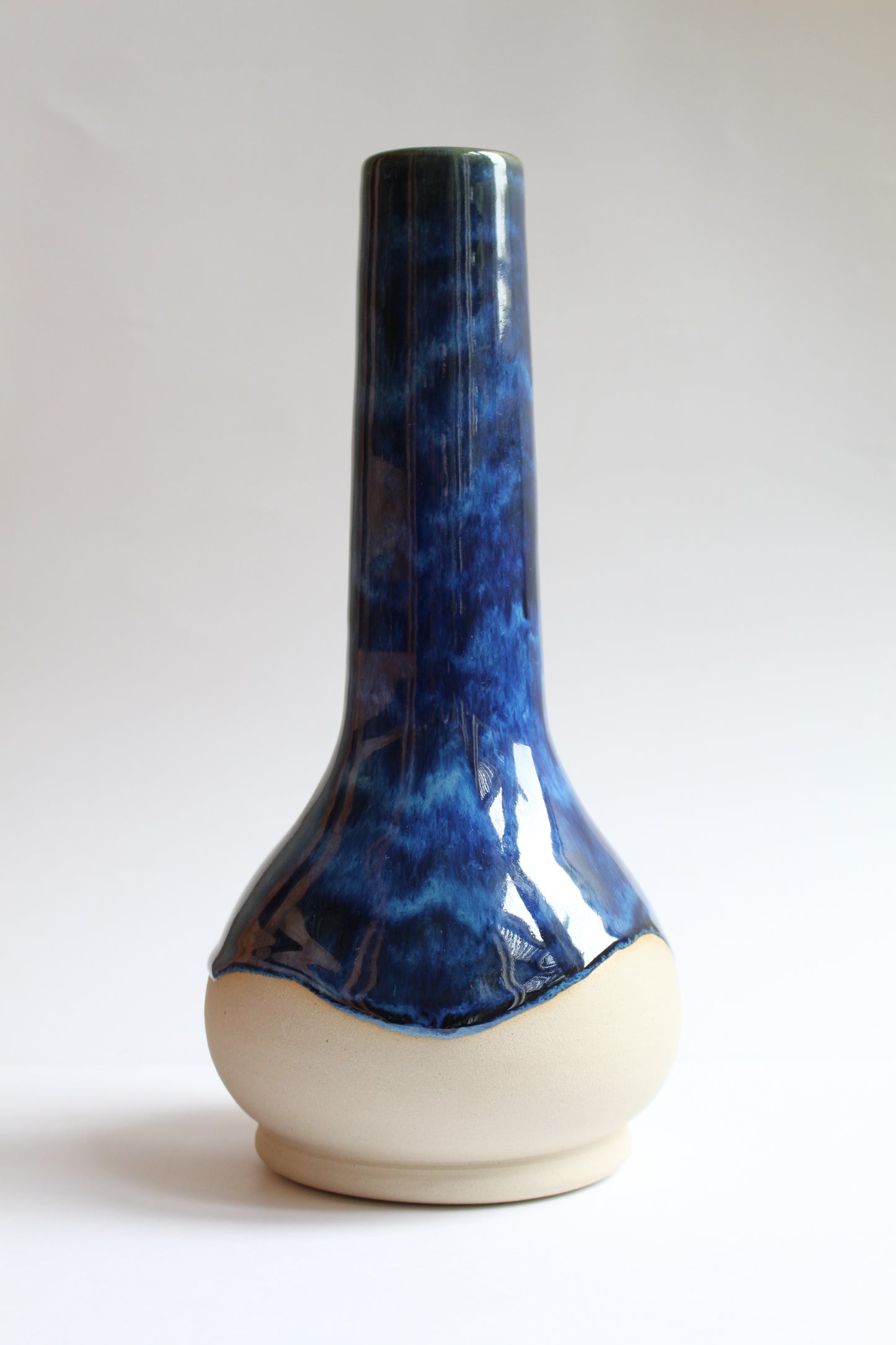 Wavey denim blue vase