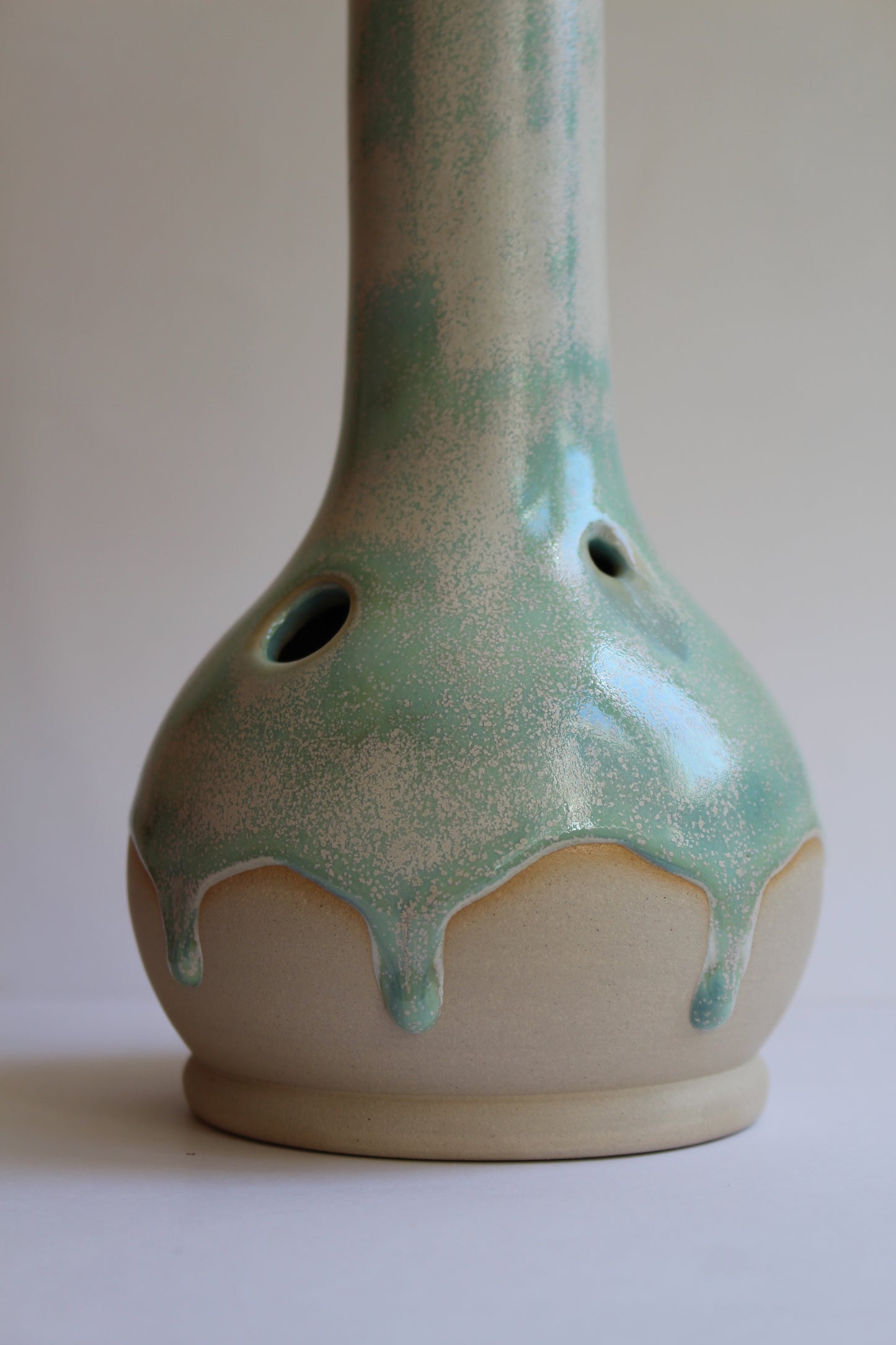 Shimmery green drip vase