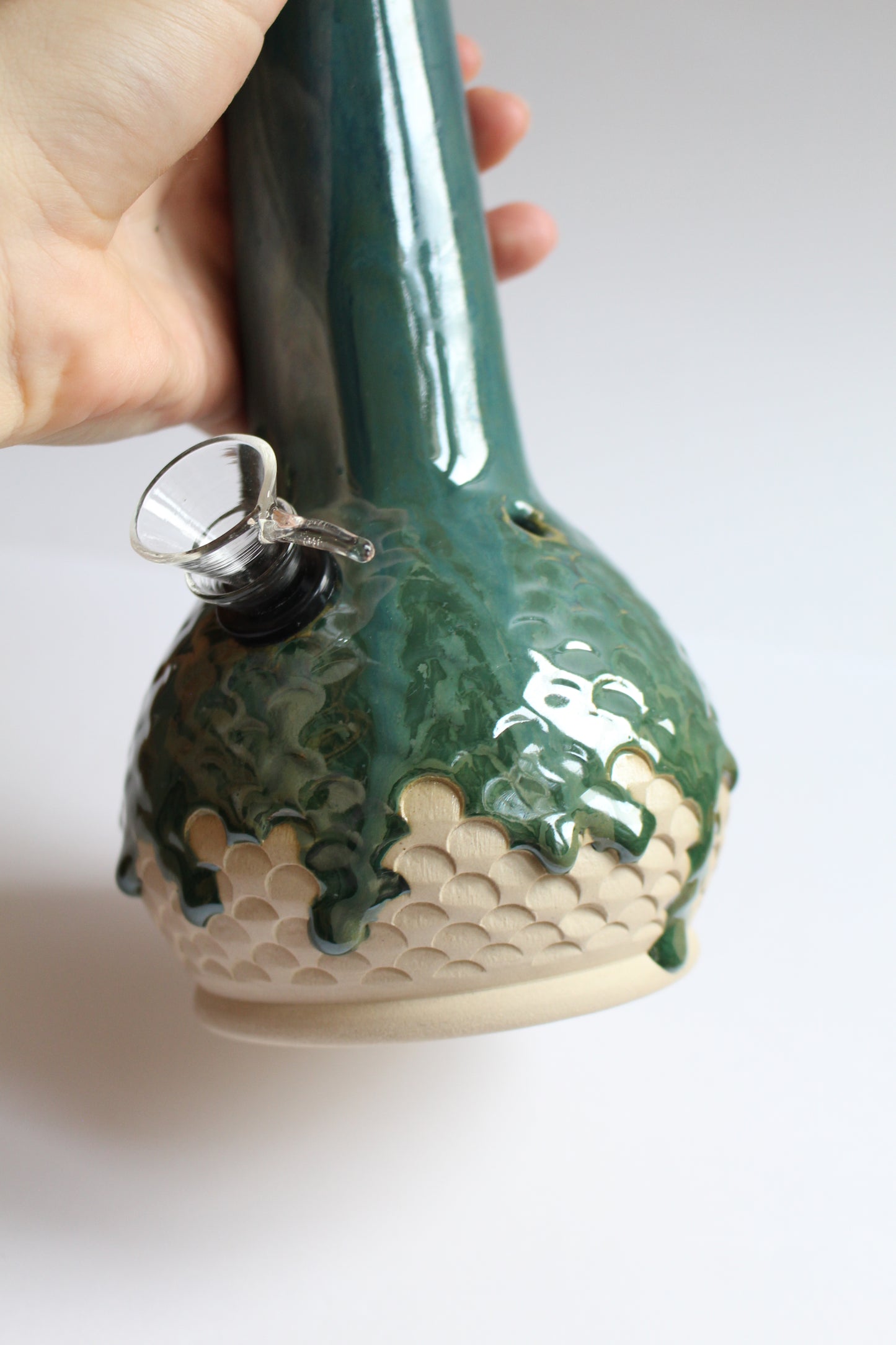 Dark green mermaid textured vase