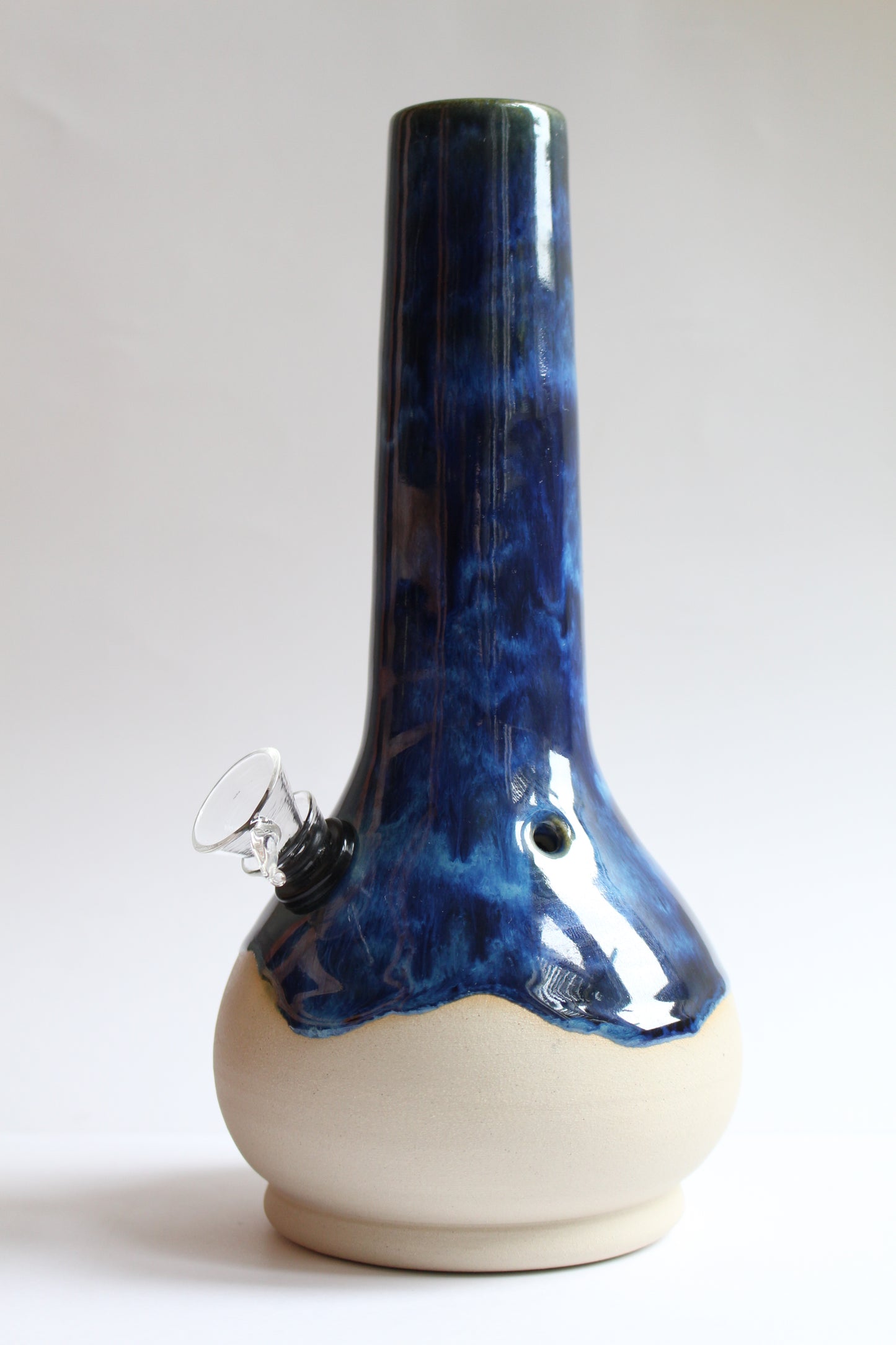 Wavey denim blue vase