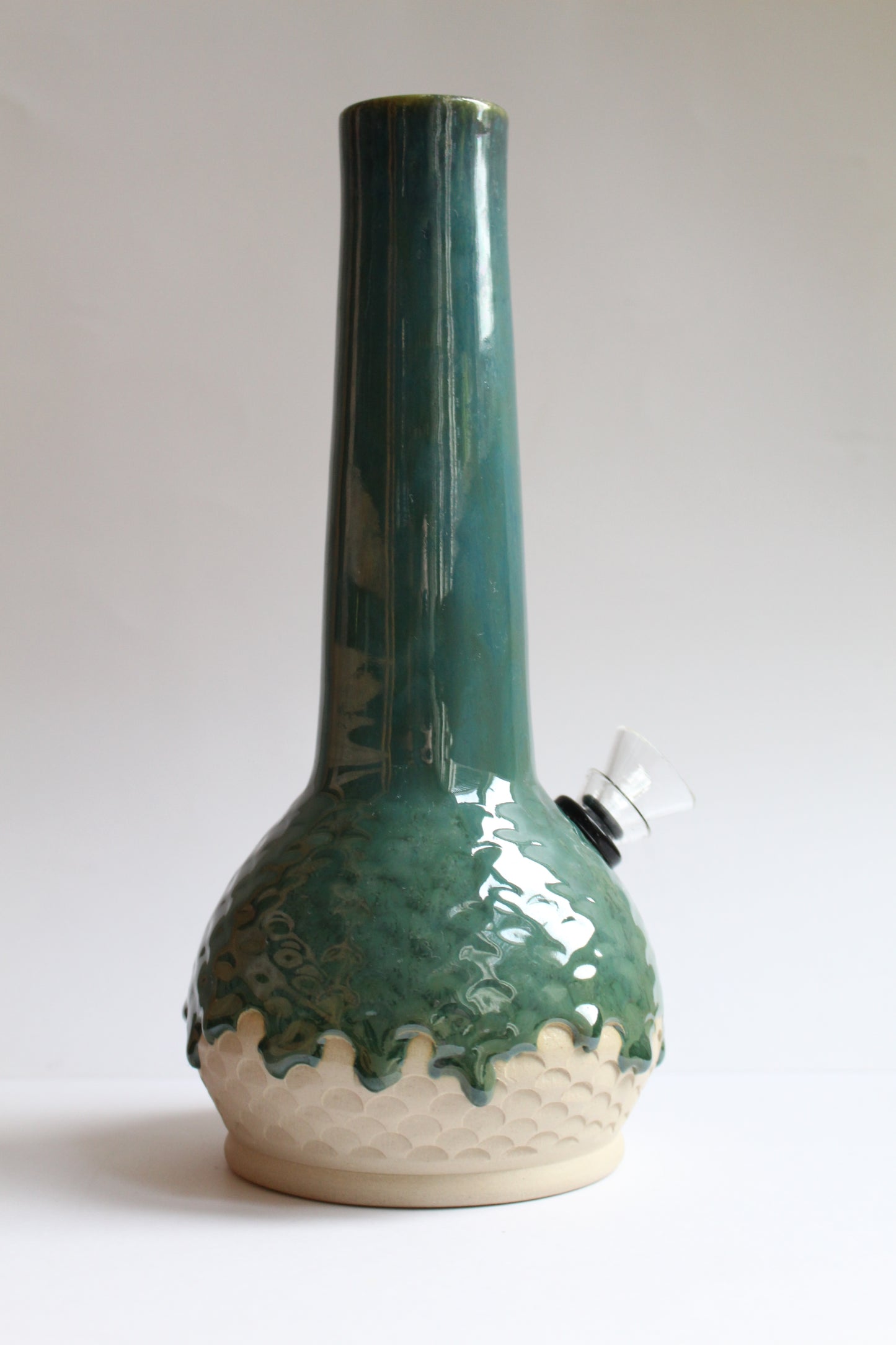 Dark green mermaid textured vase