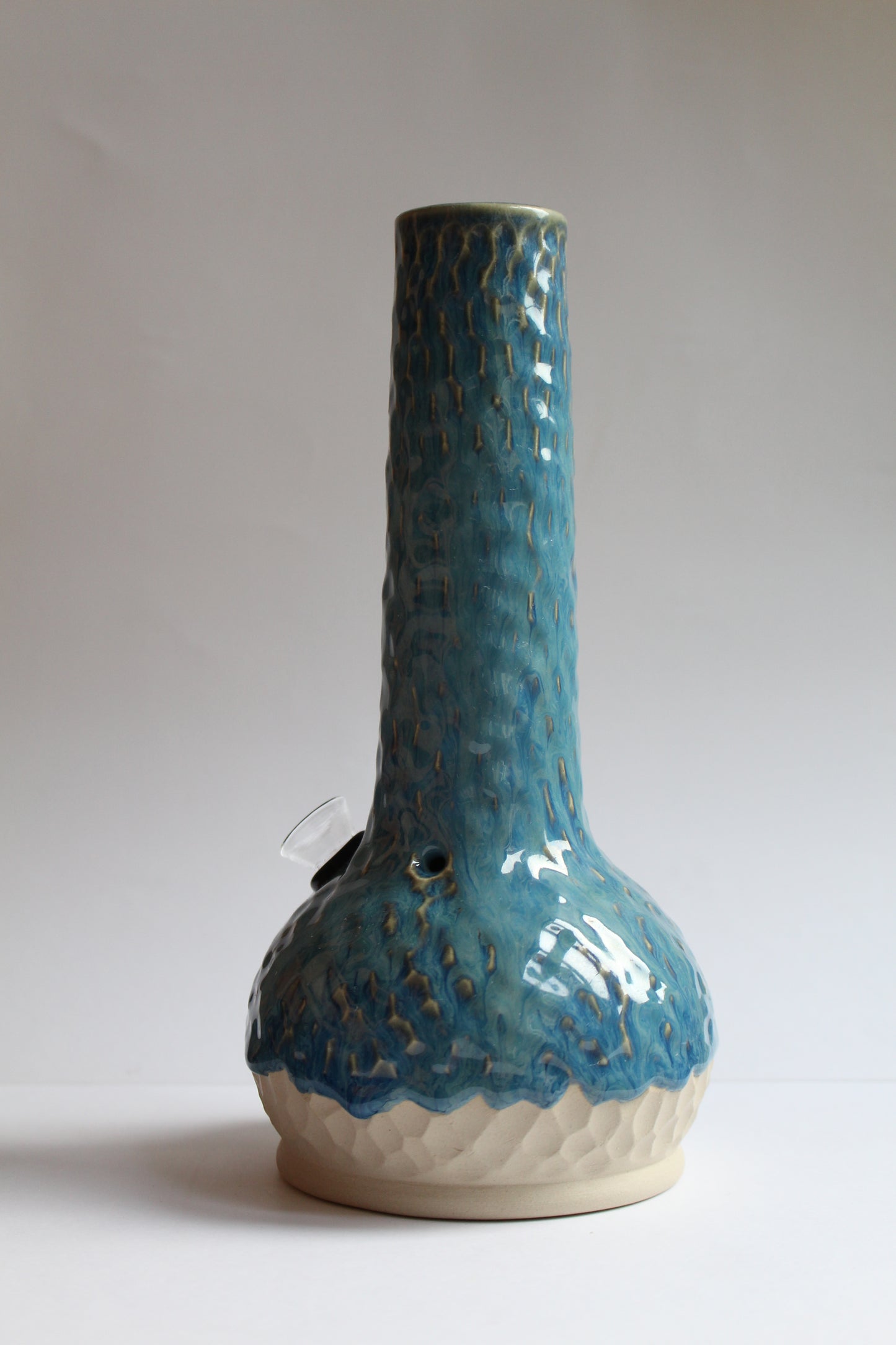 Textured teal vase