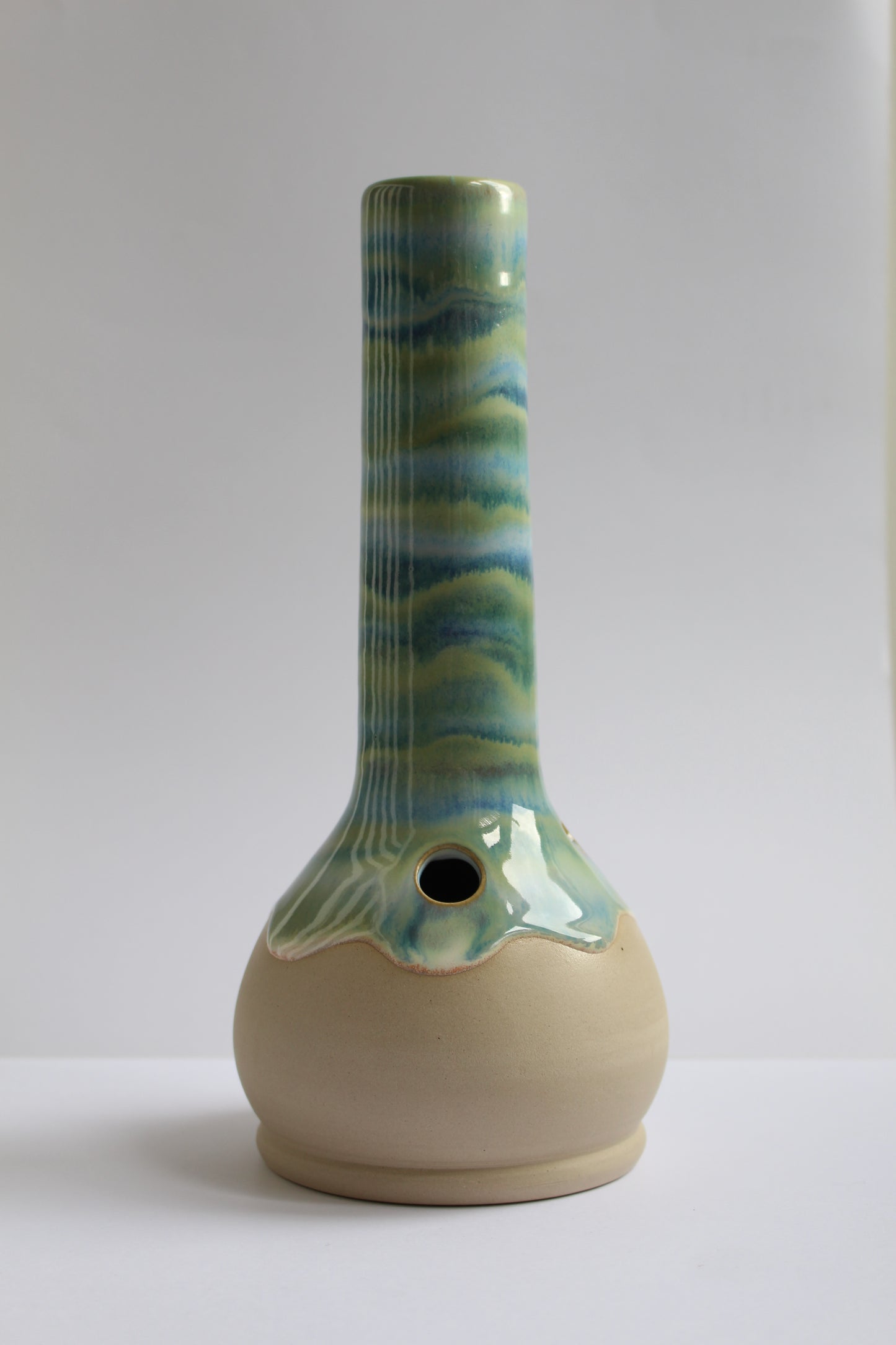 layered blue and green wavey vase