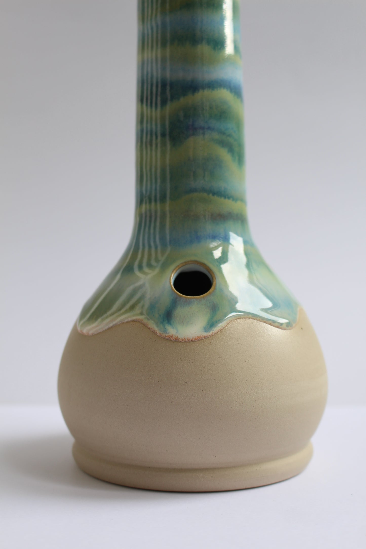 layered blue and green wavey vase