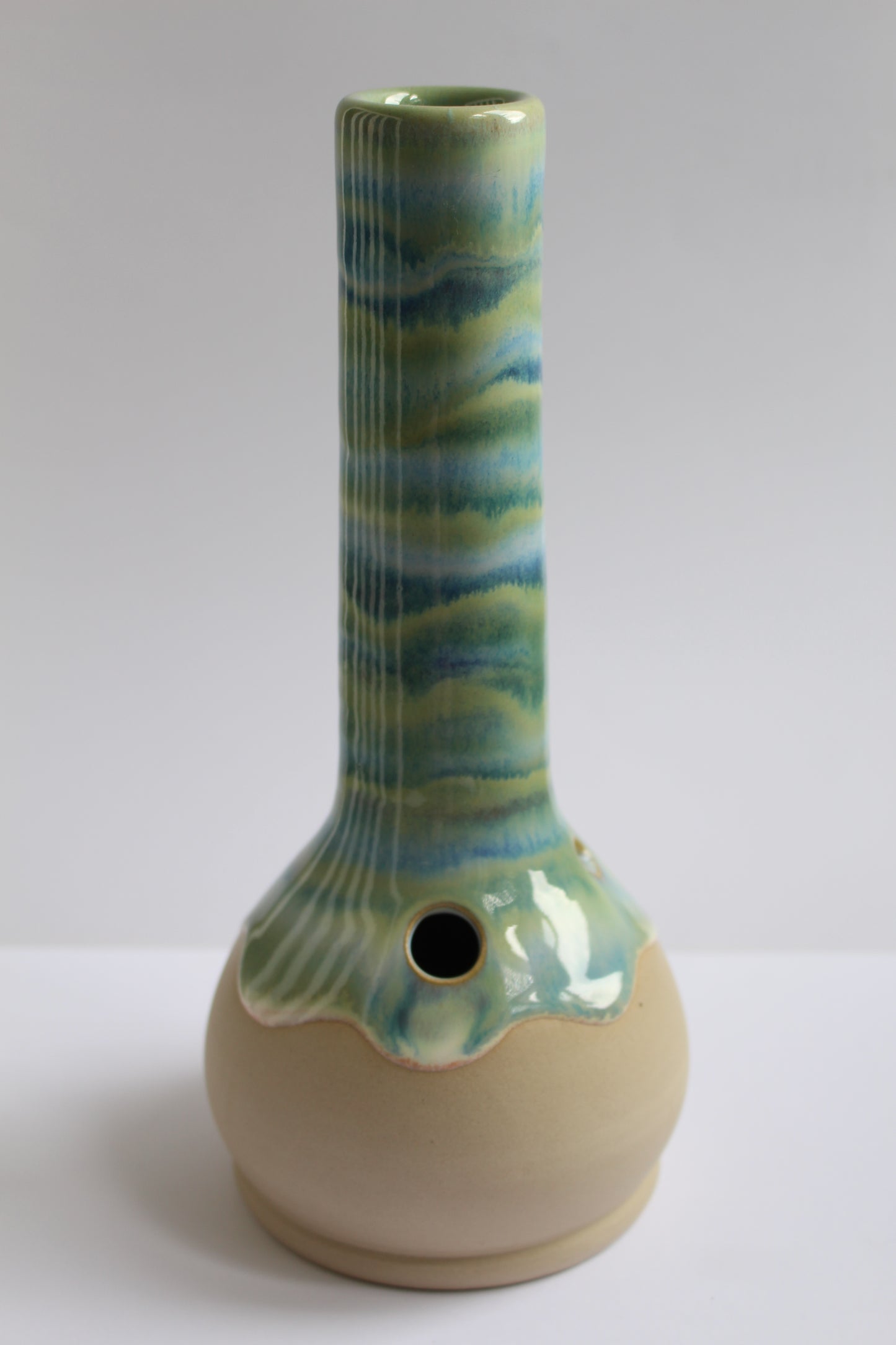 layered blue and green wavey vase