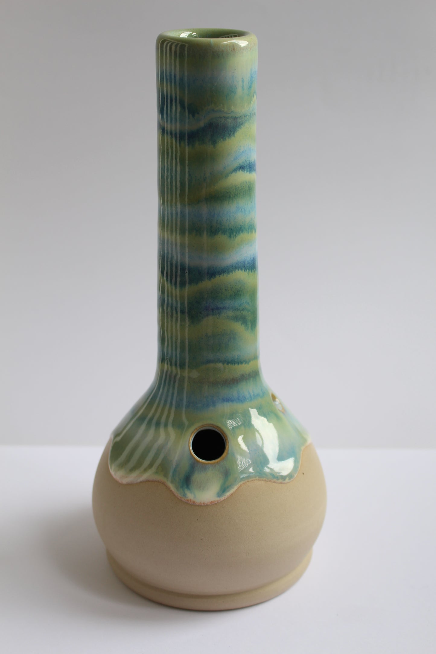 layered blue and green wavey vase