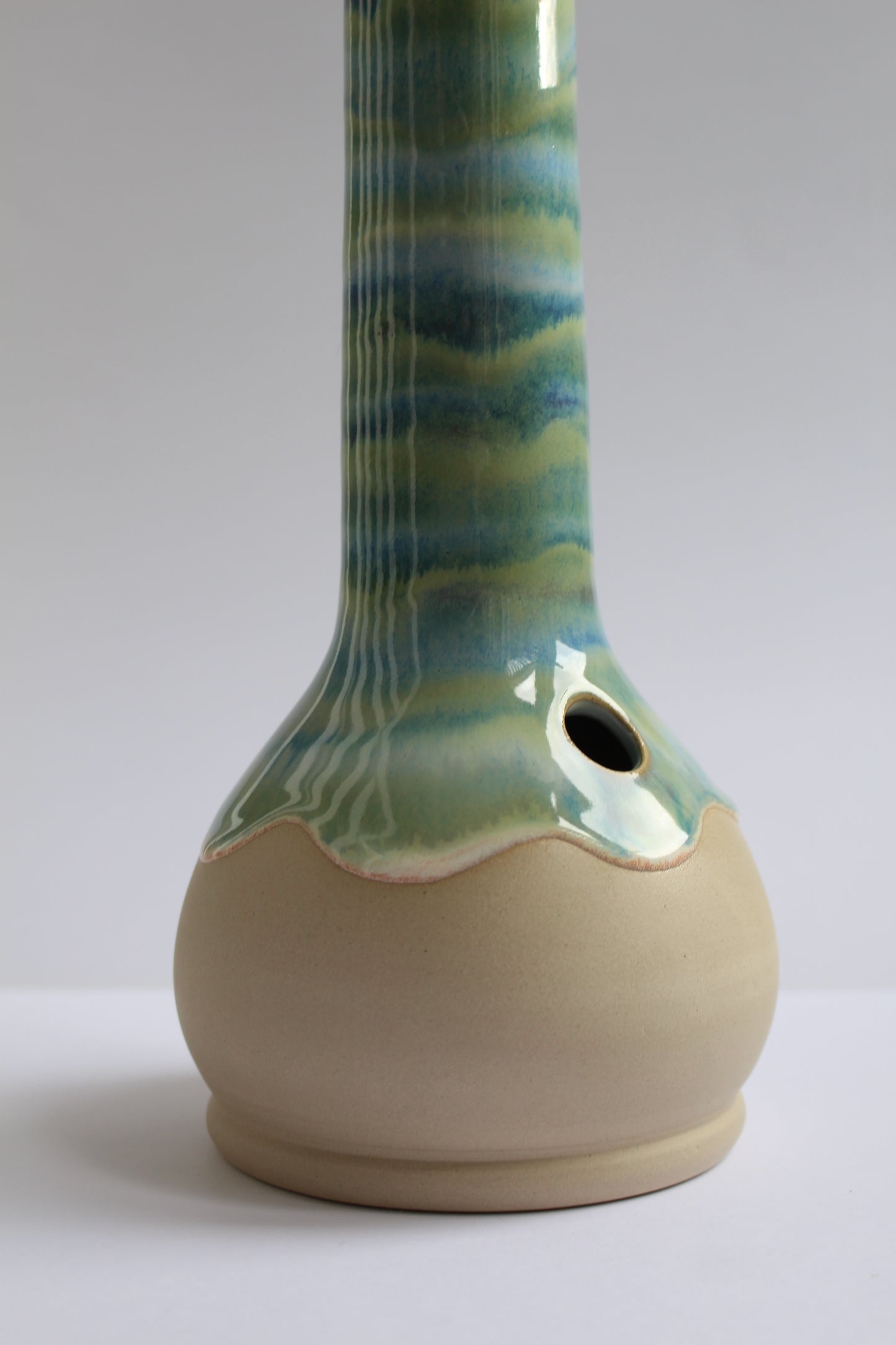 layered blue and green wavey vase