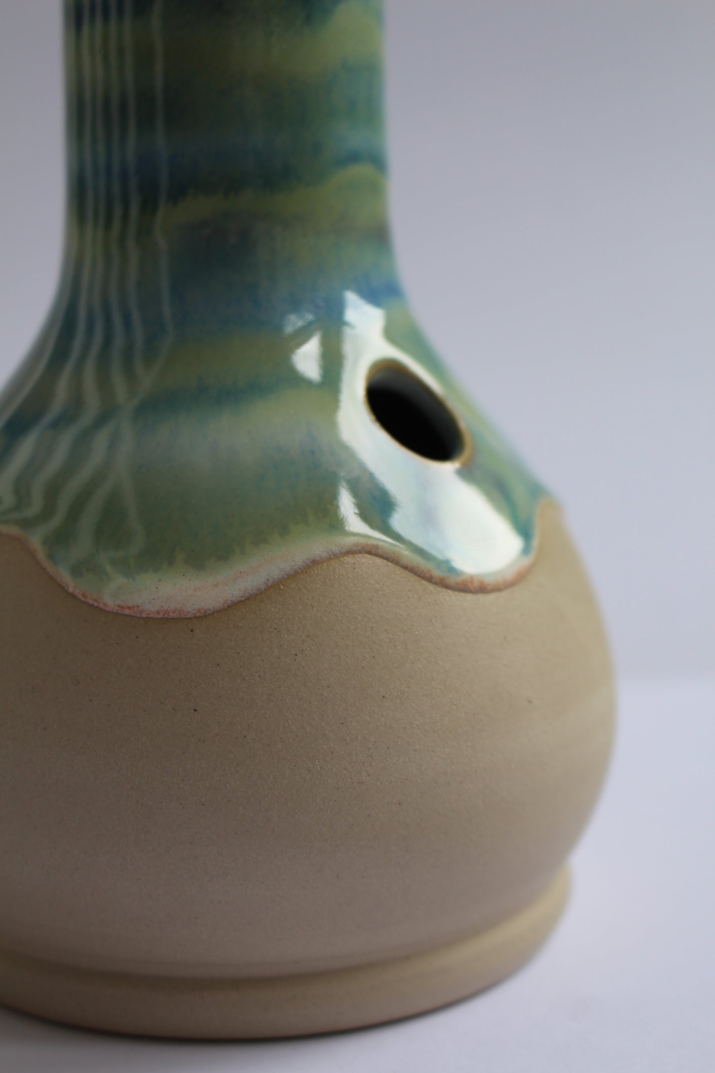 layered blue and green wavey vase