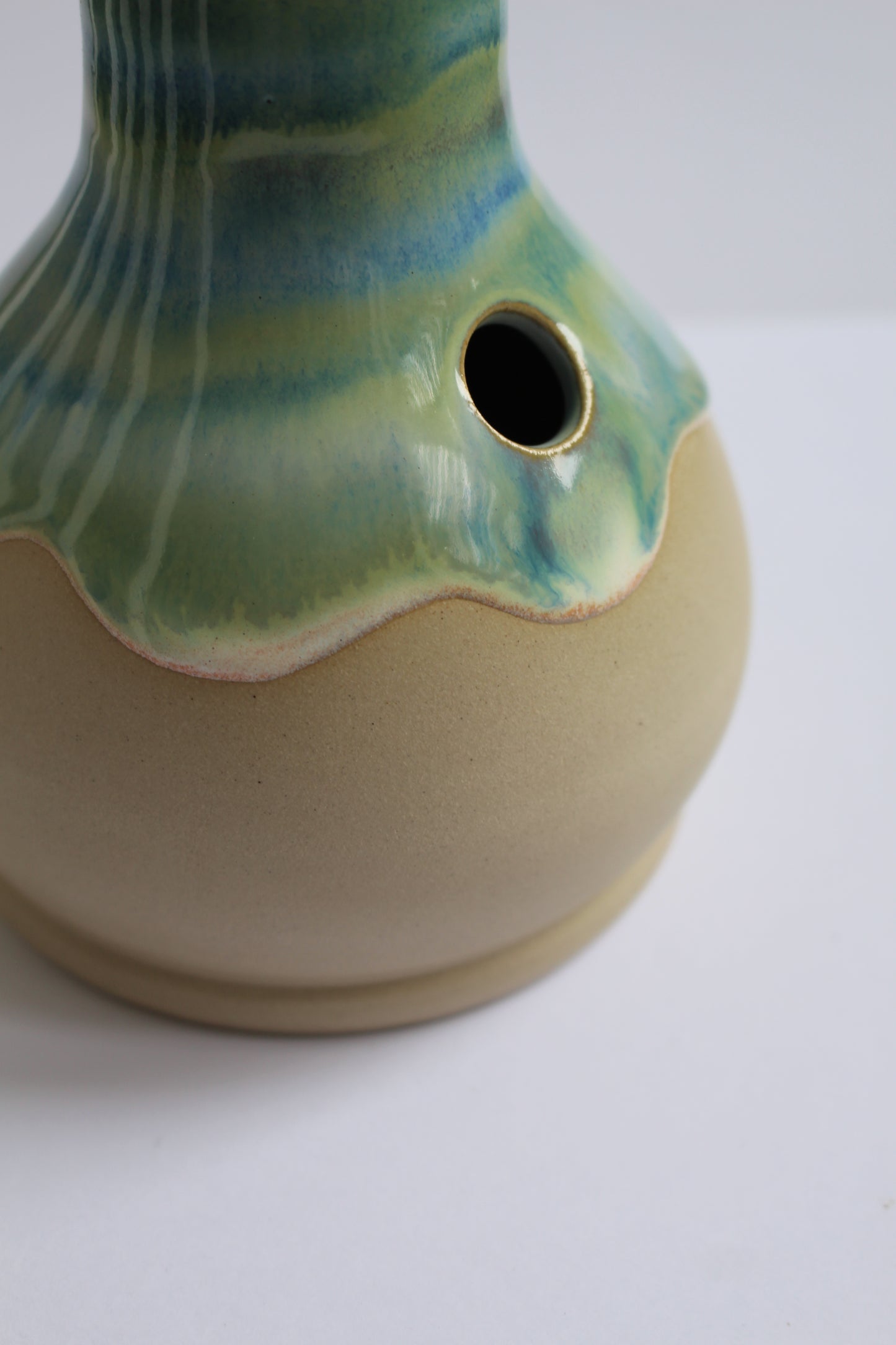 layered blue and green wavey vase