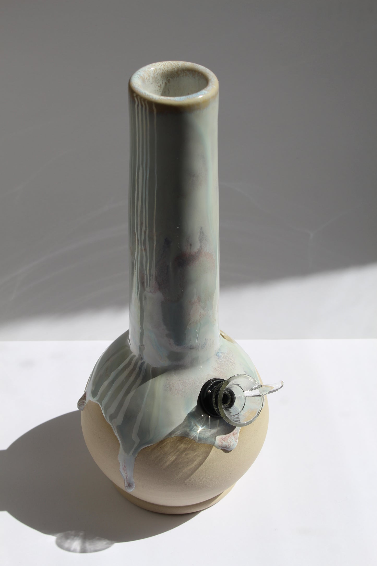 pale purple & blue drippy vase